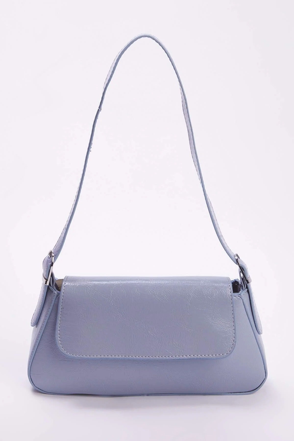 Blue WOVCOR Blue Flap Over Baguette Shoulder Bag, Image 1 of 4