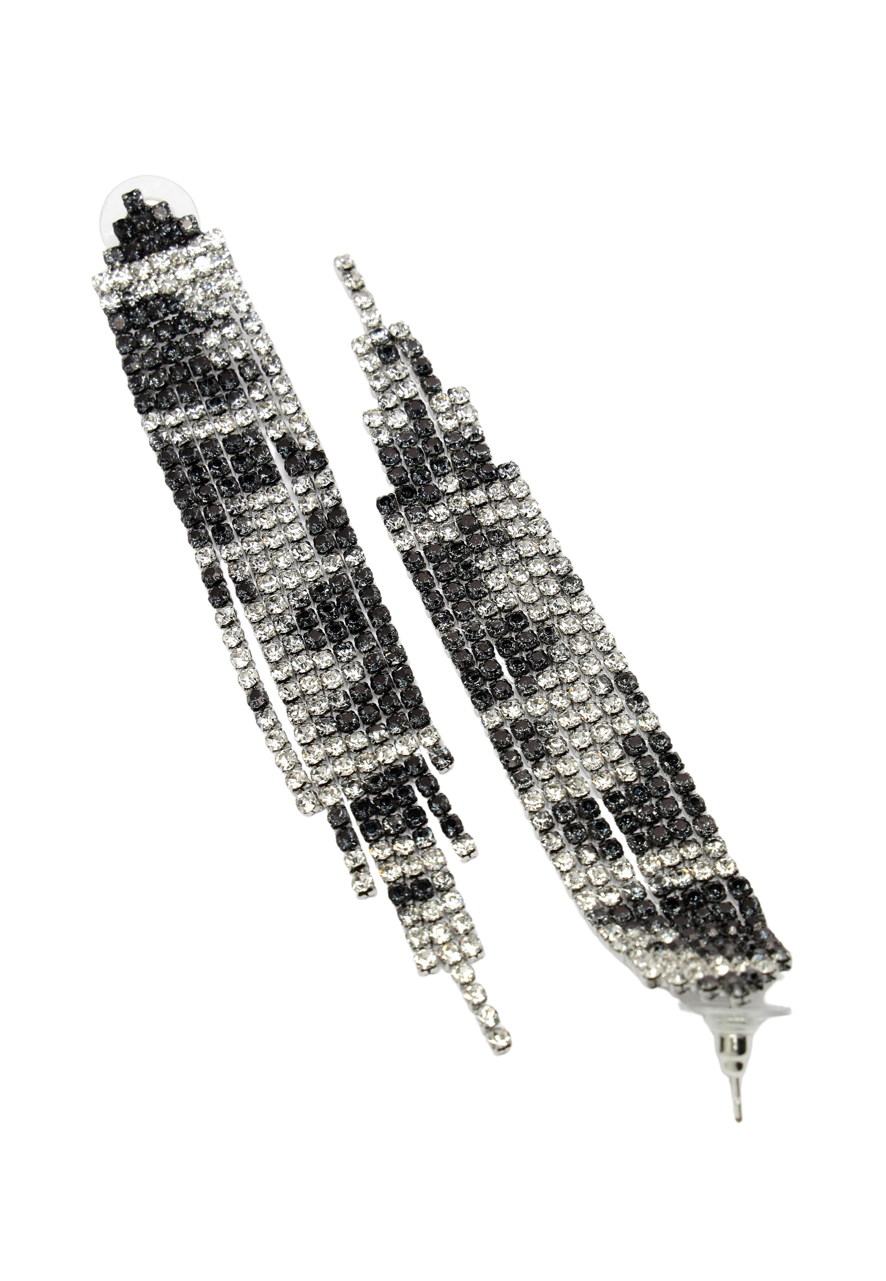 Black Diva Collection Long Fringe Chandelier Earrings, Image 3 of 5