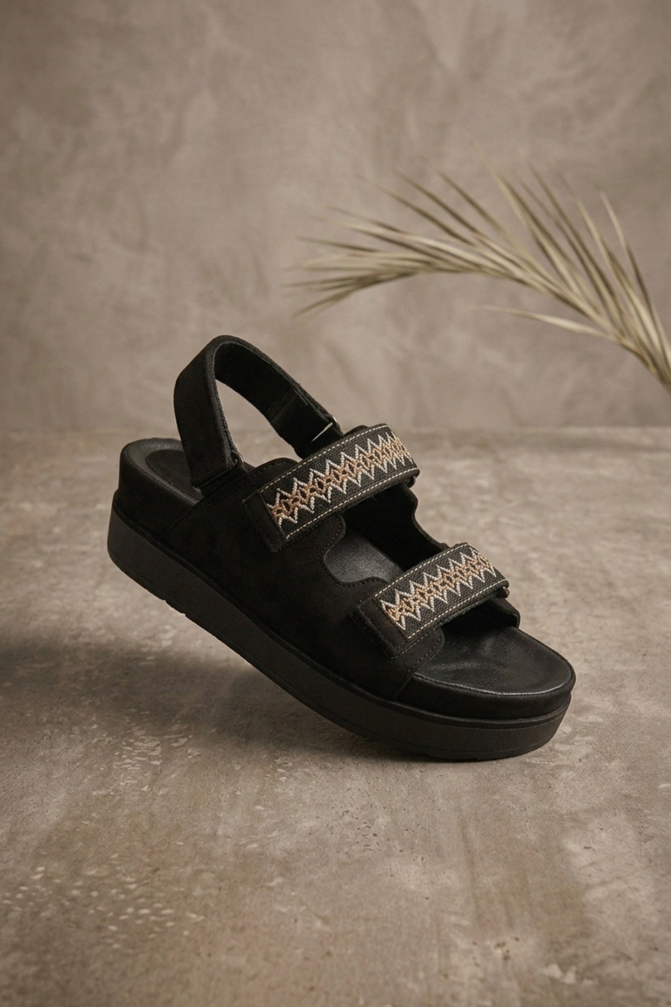 Black Black Gladiator Style Flat Sandals - Jessica, Image 1 of 2