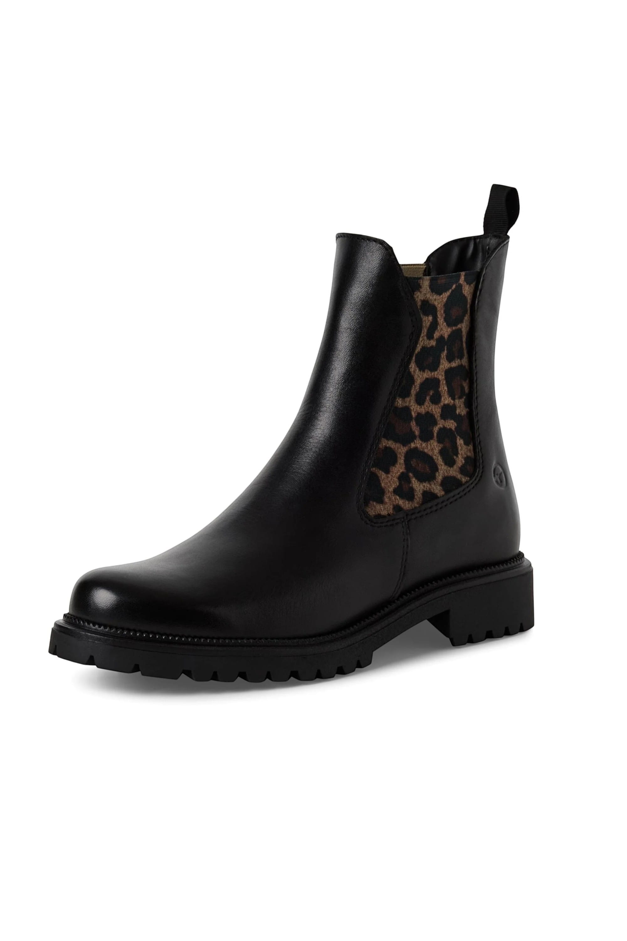 Black Tamaris Black Tamaris Black Leopard Chelsea Boots, Image 3 of 7