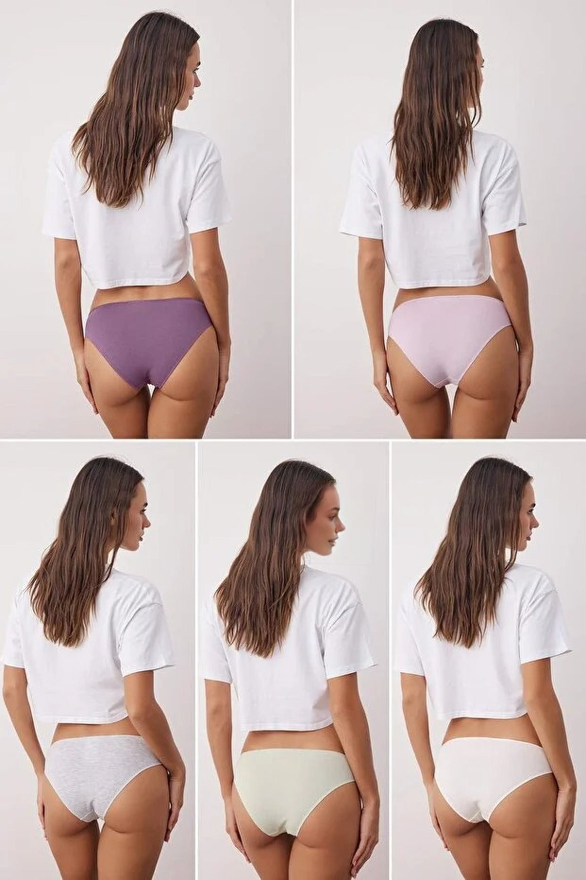 Multi 5 Pack Lace Trim Knitted Bikini Briefs Multipack, Image 2 of 2
