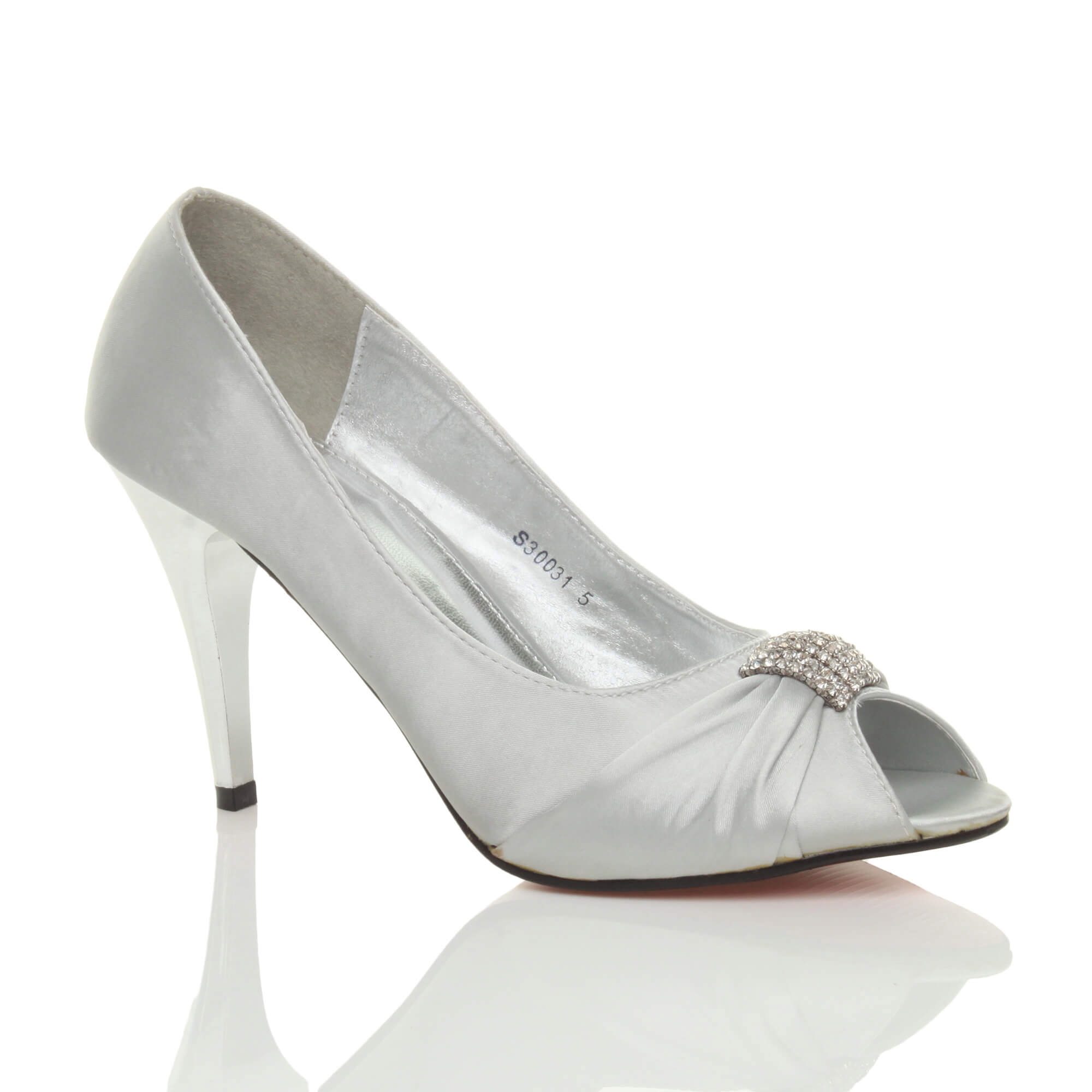 Metallic High Heel Peep Toe Court Shoes