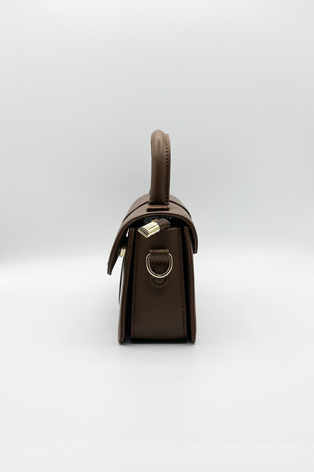 Brown Small Crossbody Hard Top Handle Bag in Brown, Image 5 of 6