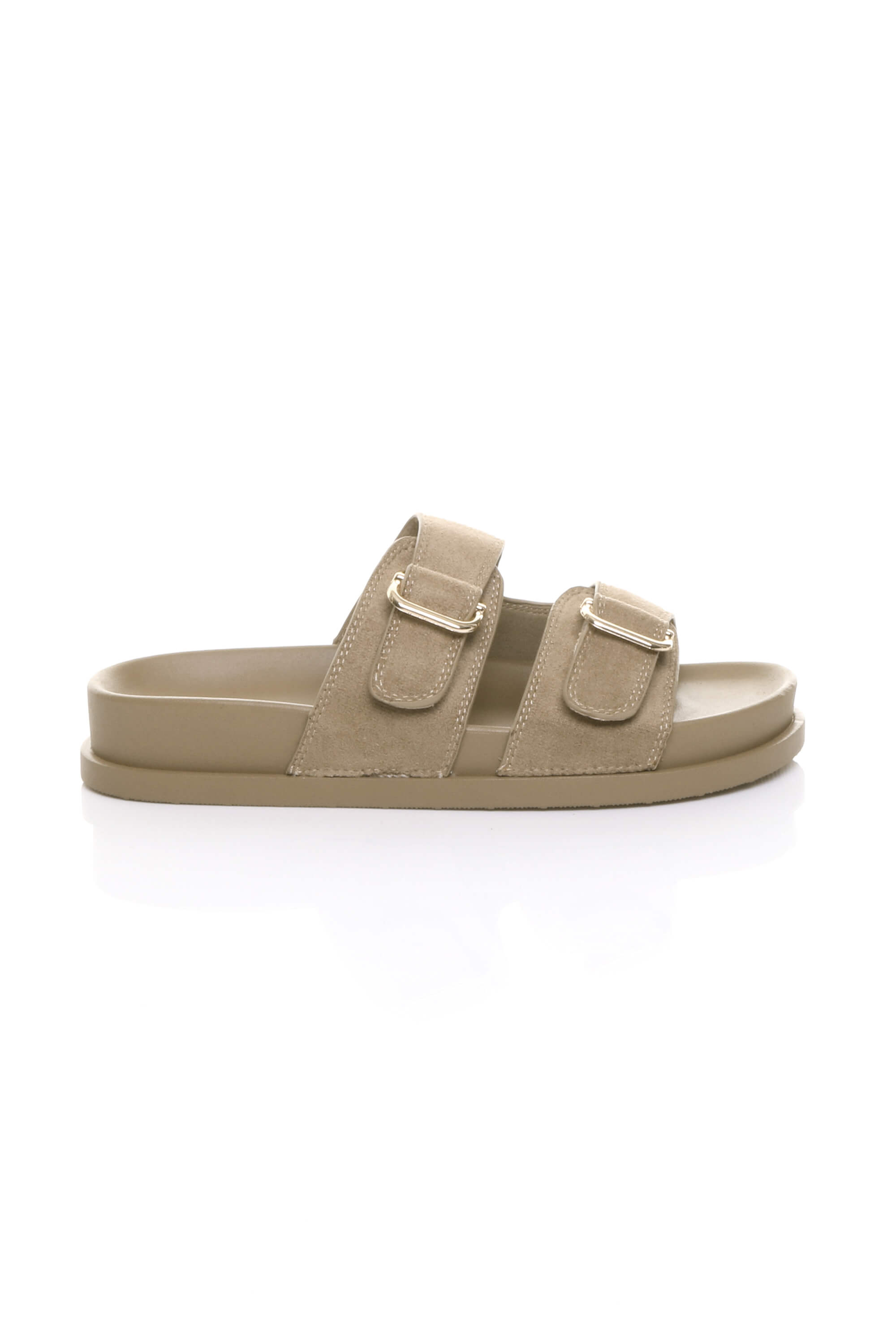 Taupe AJVANI Taupe Flatform Double Buckle Footbed Sandals, Image 2 of 4