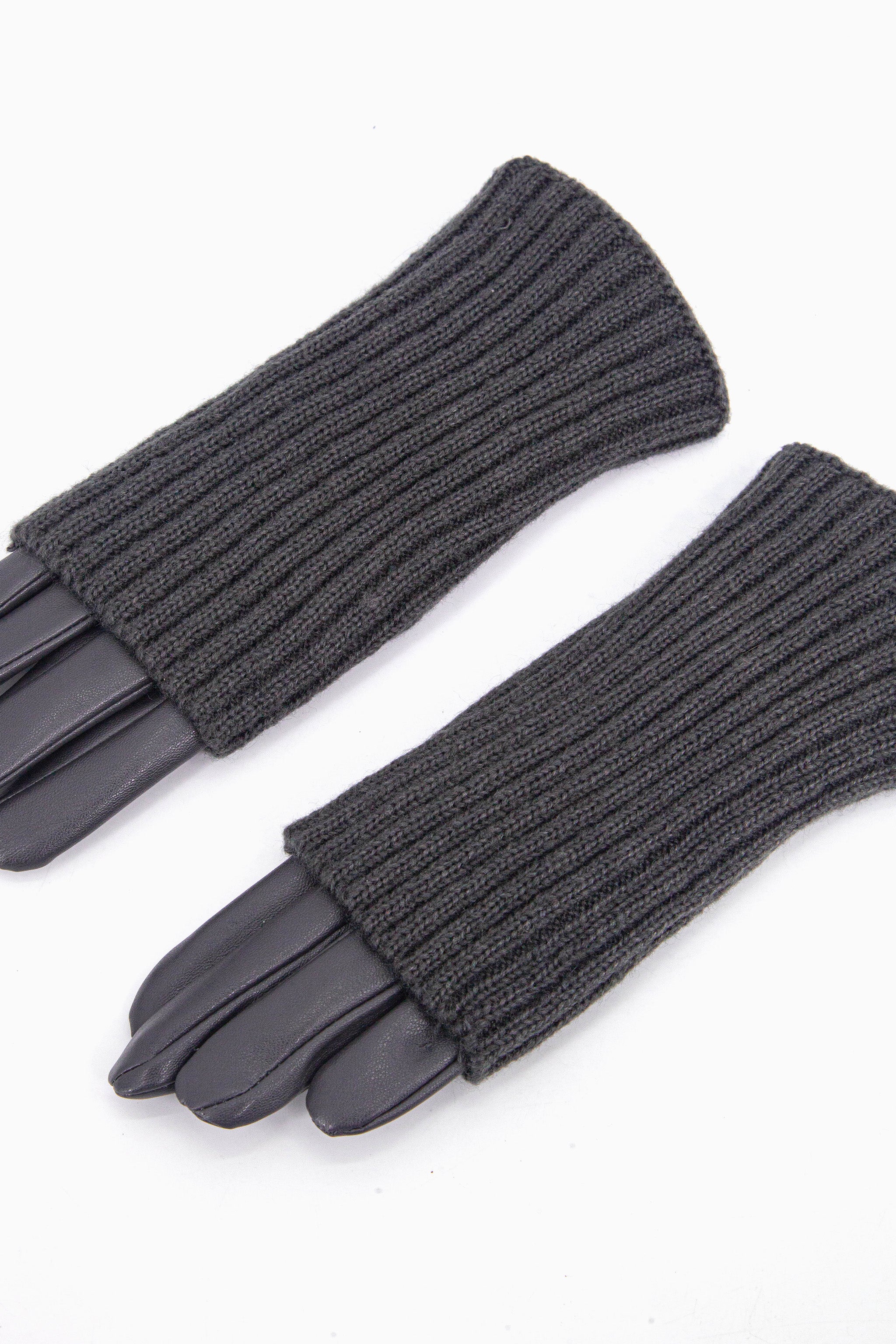Grey Folding Cuff Winter Gloves, Image 3 of 3