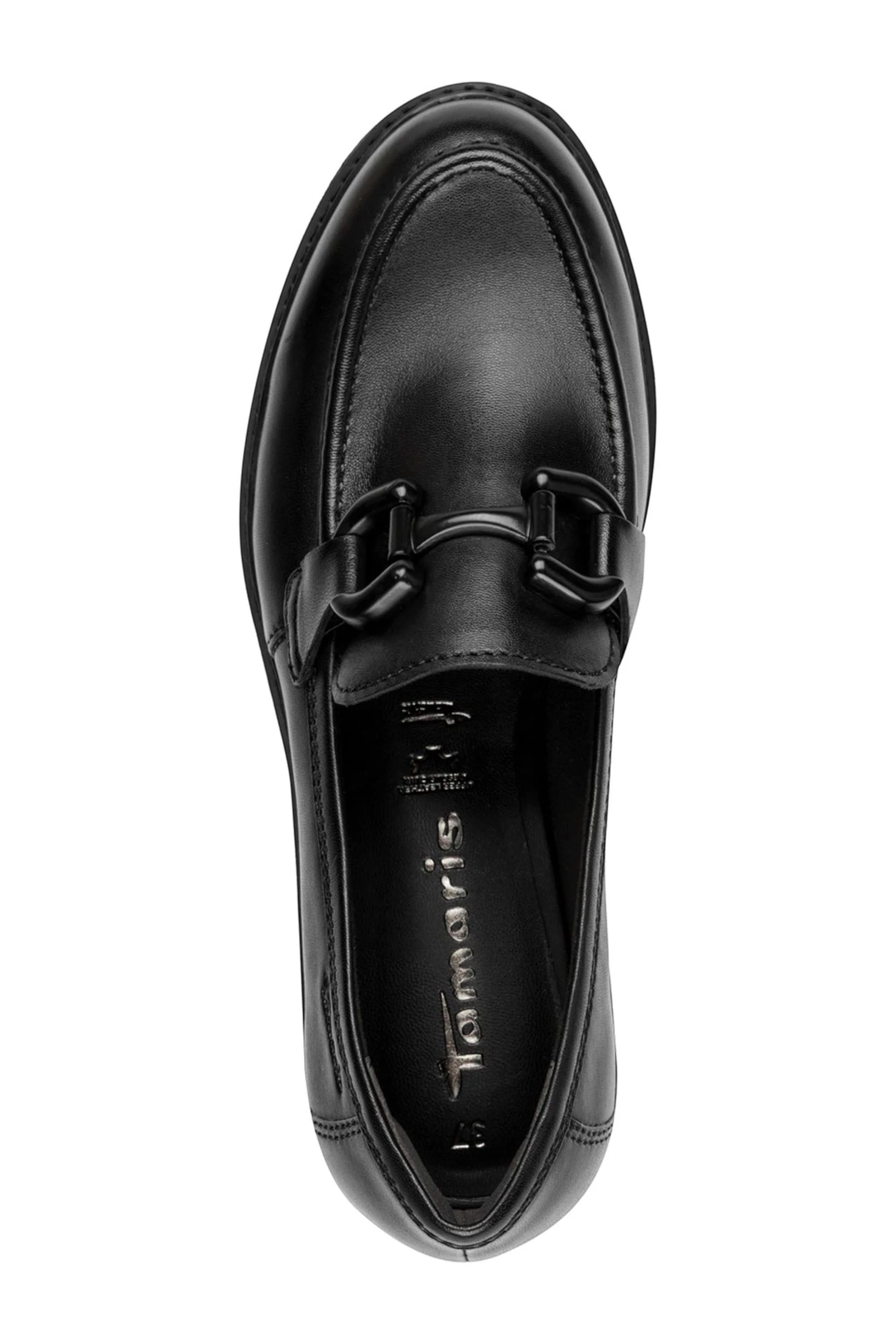 Black Tamaris Black Tamaris Black Leather Platform Loafers, Image 5 of 7