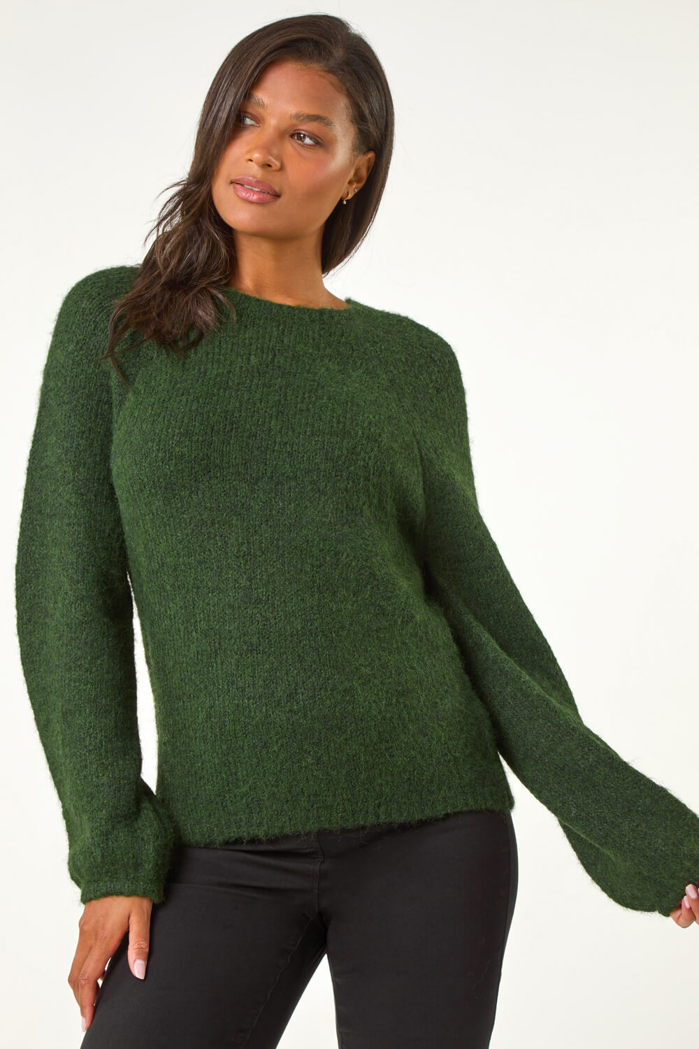 Khaki Soft Knit Blouson Jumper, Image 5 of 5