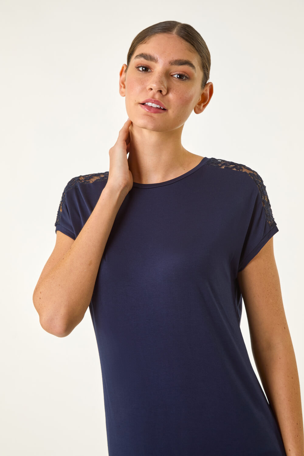 Lace Paneled Striped T-shirt