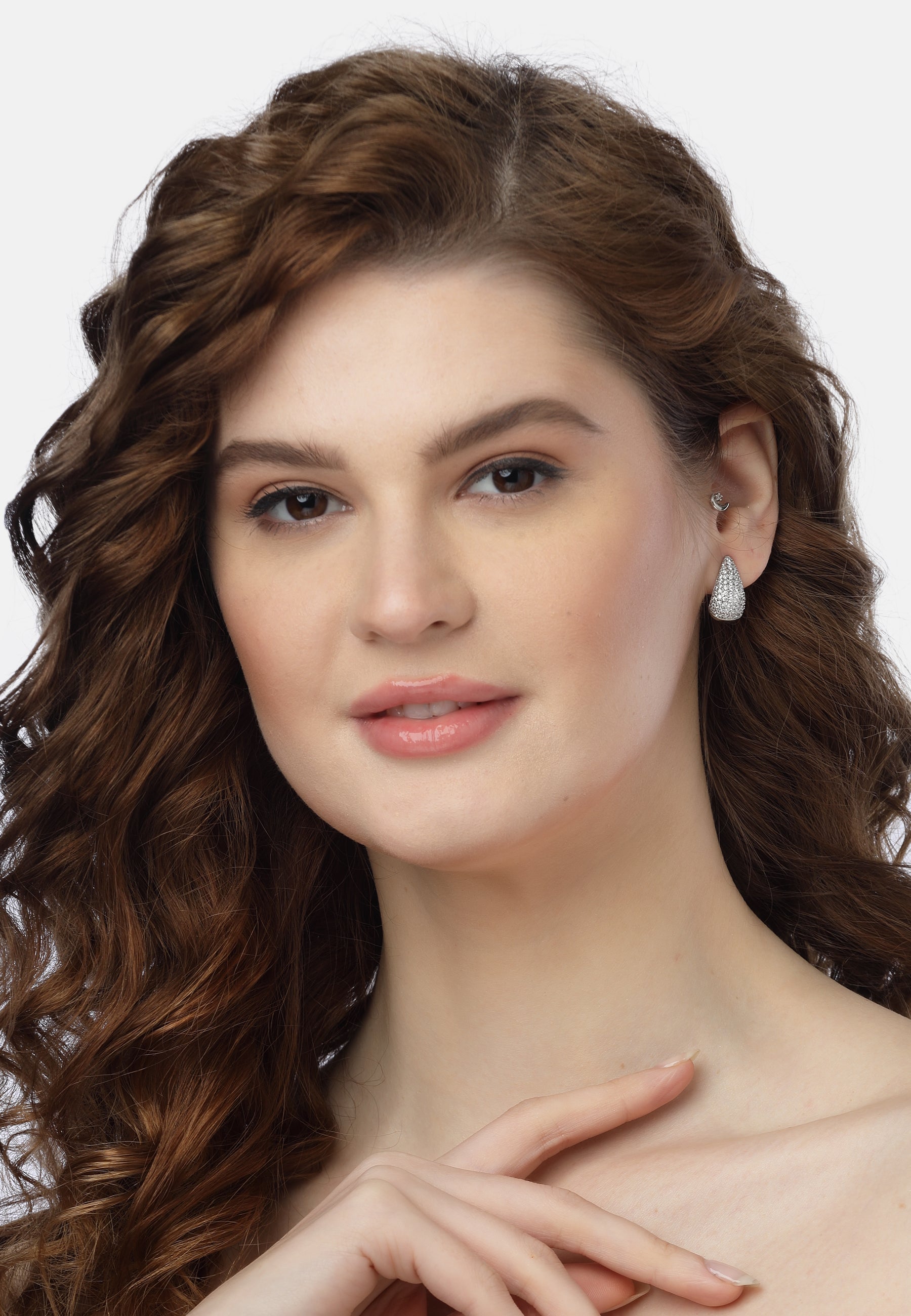 Silver Dewdrop Hoop Earrings, Image 4 of 5