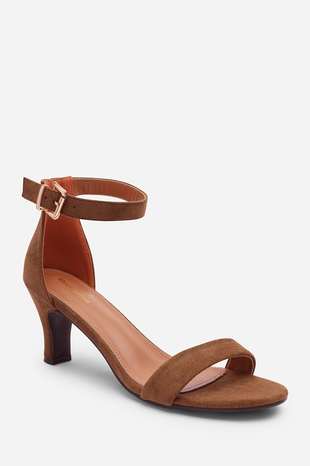 Khaki 'Madrid' Mid Block Heel With Ankle Strap, Image 3 of 6