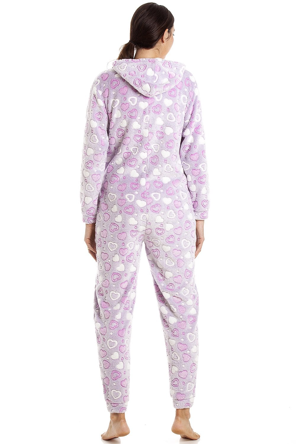 Lilac Camille Lingerie Lilac Multicoloured Supesoft Heart Print Onesie, Image 3 of 4
