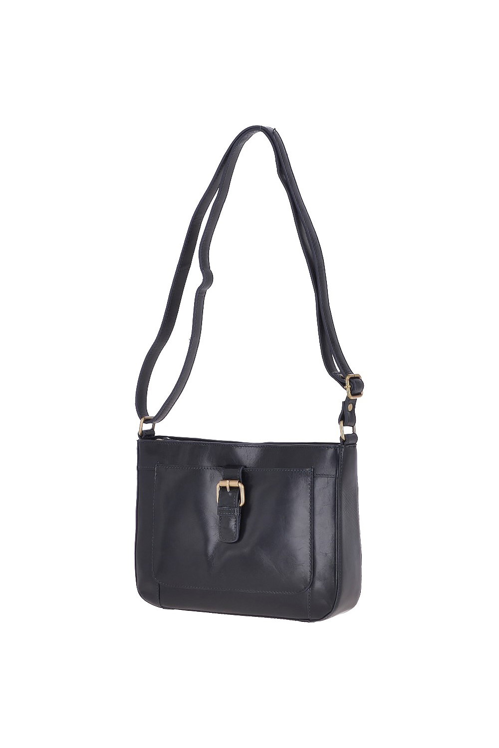 Navy Vegetable Tanned Small Real Leather Shoulder Bag, Image 2 of 4