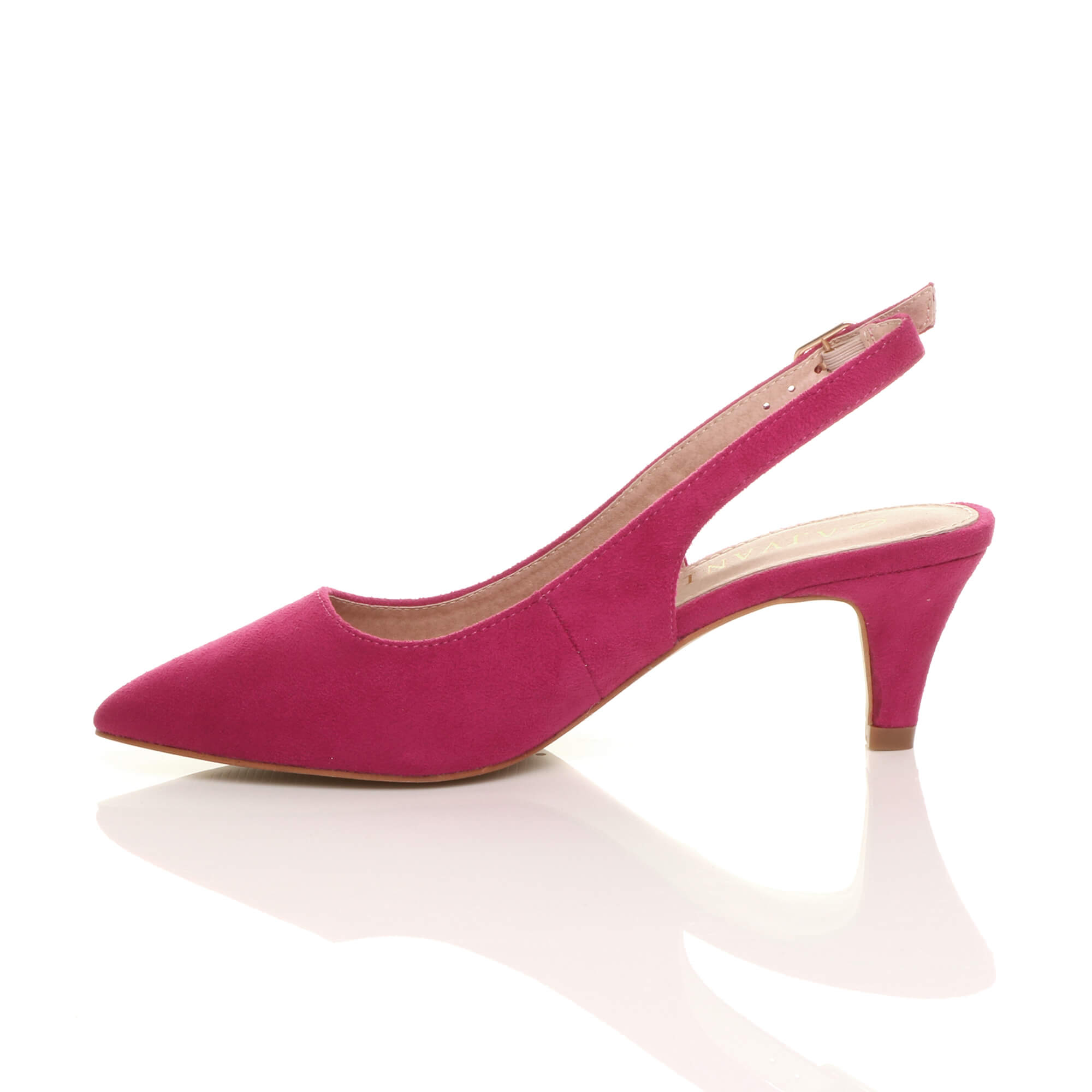 Fuchsia AJVANI Fuchsia Mid Heel Slingback Pointed Toe Court Shoes, Image 3 of 6