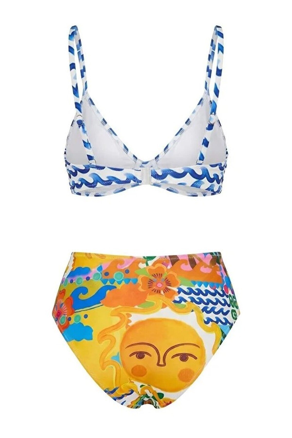 Multi WOVCOR Multi Tropical Print Balconette Bikini Set with High Waist Bottoms, Image 3 of 4