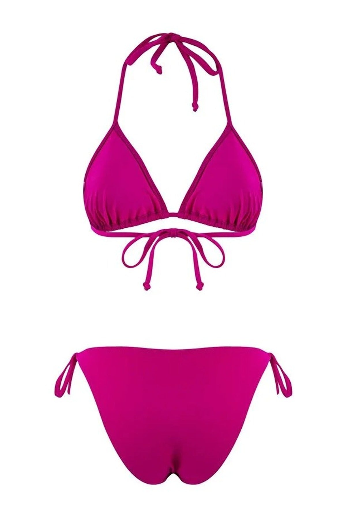 Fuchsia WOVCOR Fuchsia Embroidered Triangle Tie Side Bikini Set, Image 3 of 4