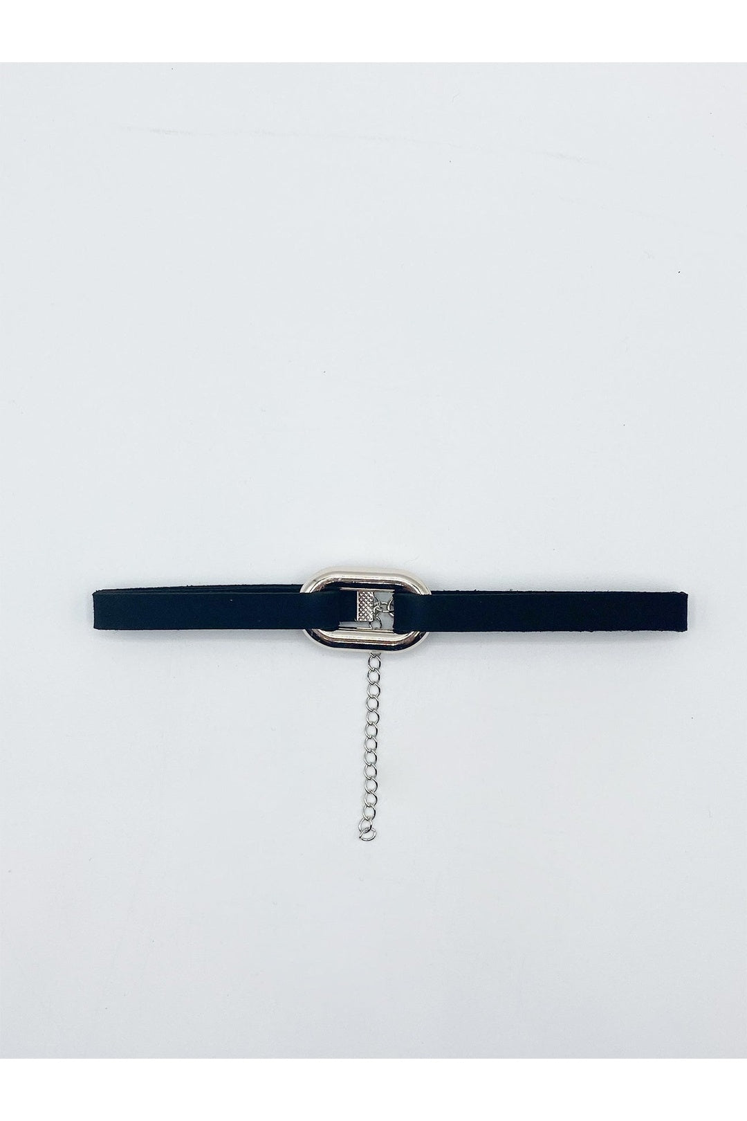 Silver SVNX Silver Black Faux Suede Choker Necklace With Silver Metal Centre Charm, Image 3 of 3