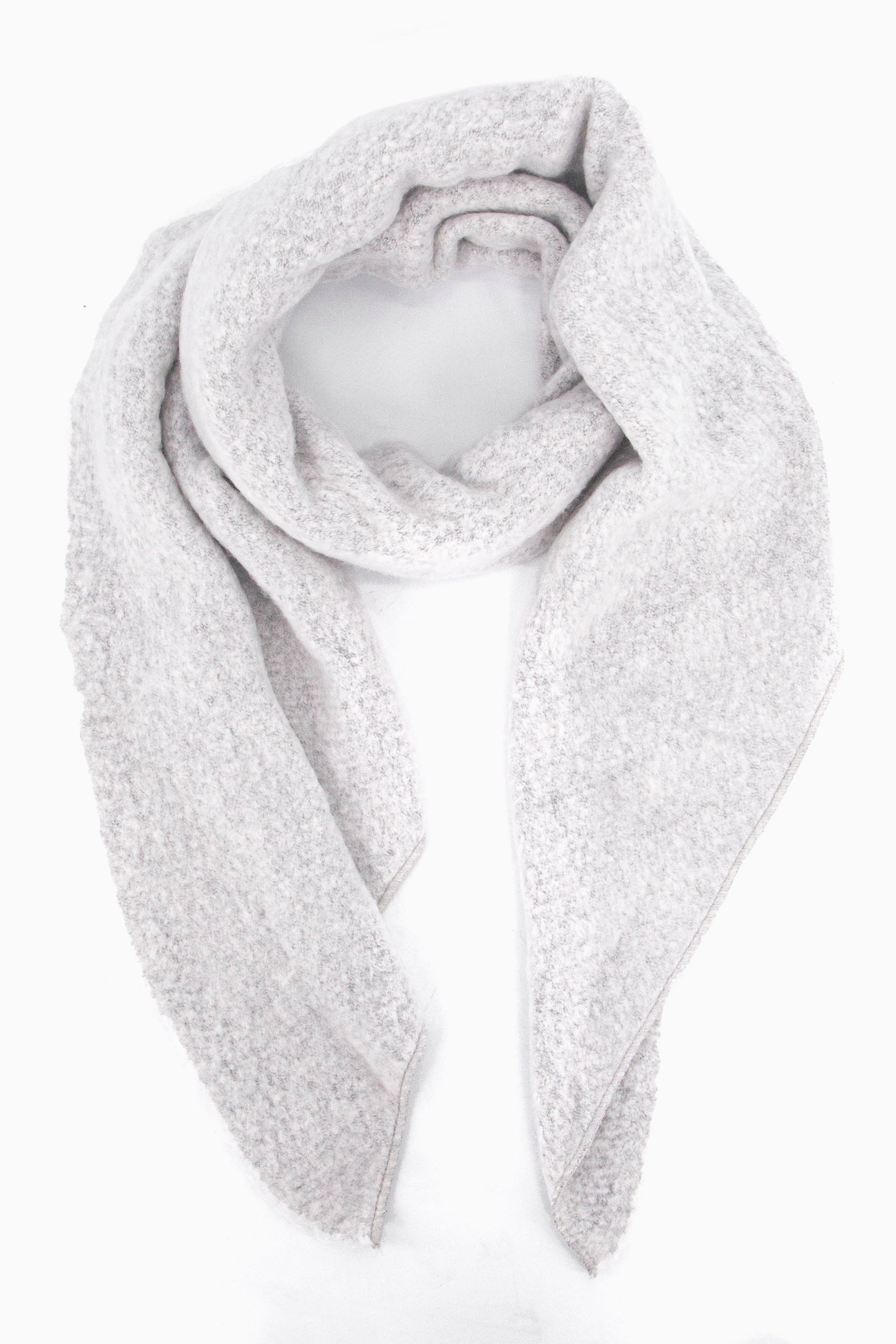 Light Grey Plain Heavyweight Asymmetric Winter Scarf, Image 1 of 4