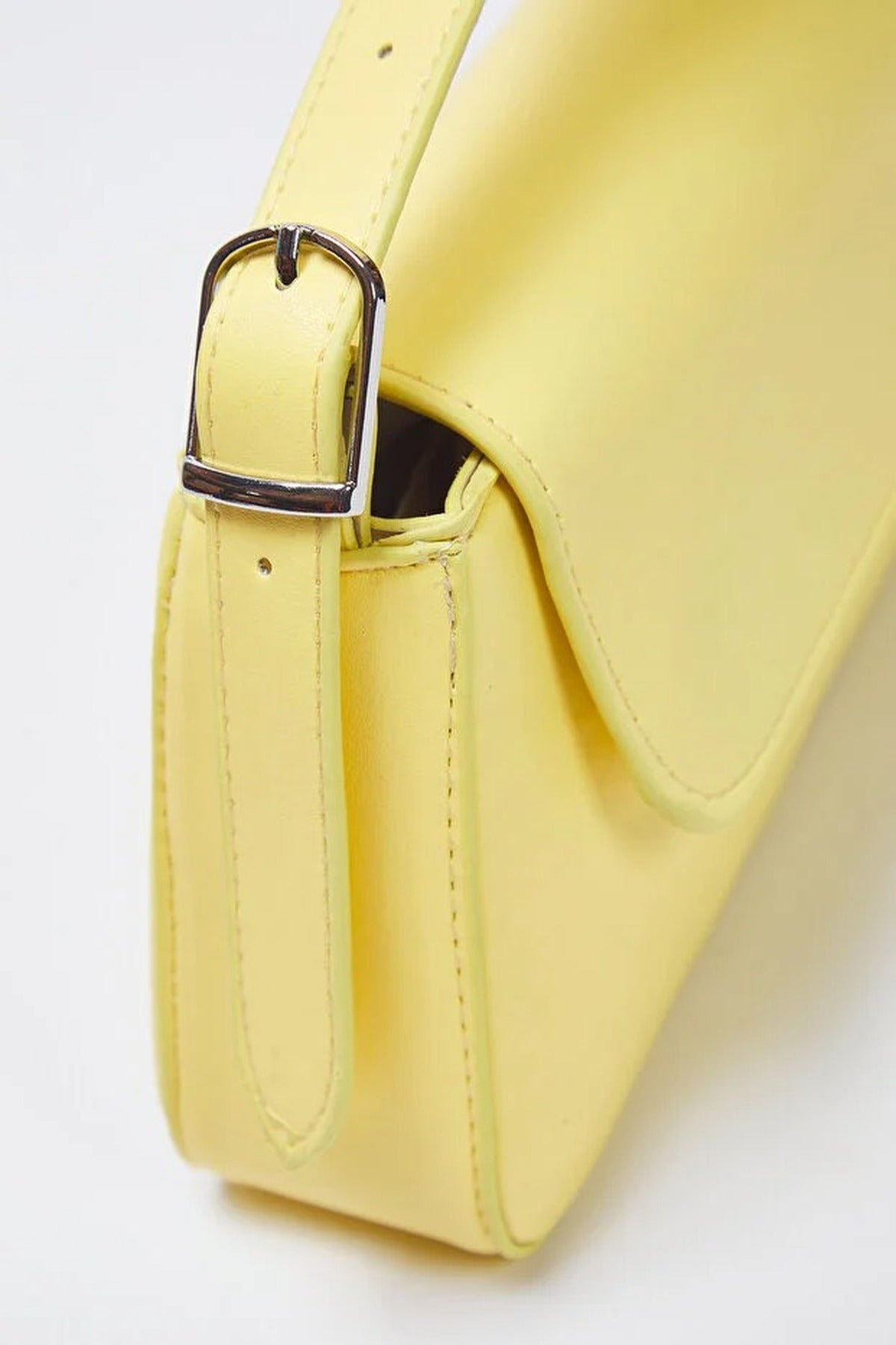 Yellow Flap Over Baguette Shoulder Bag, Image 3 of 4