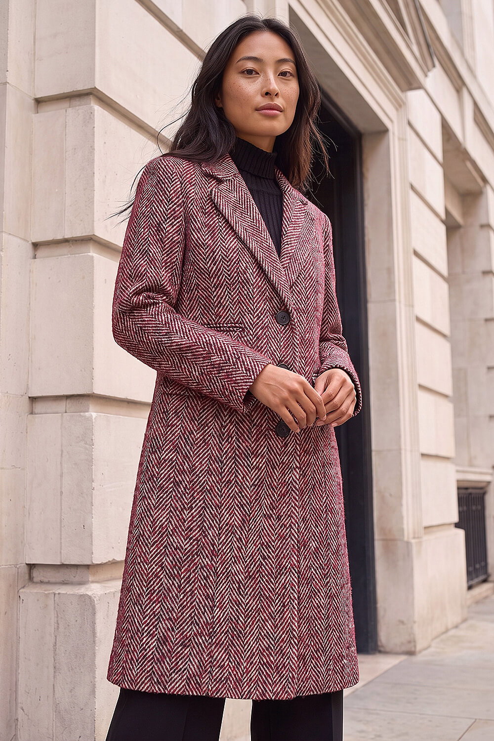 Roman Petite  Red Herringbone Smart Coat Size 8