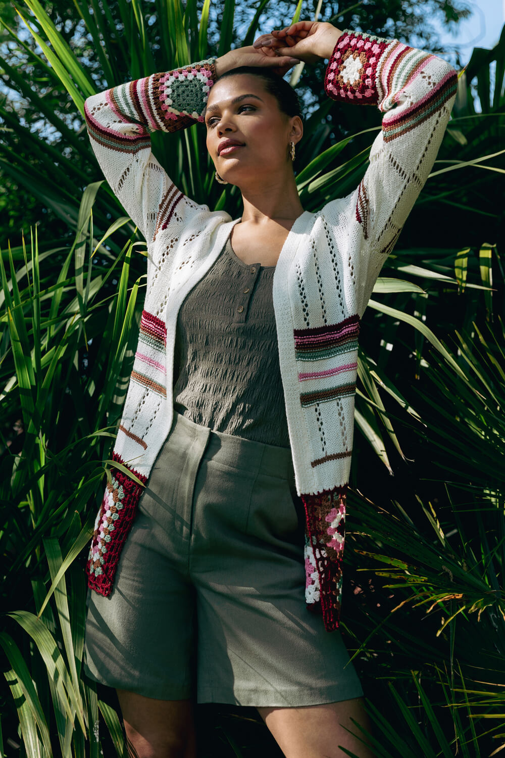 Ivory Edge Crochet Detail Knit Cardigan, Image 8 of 7