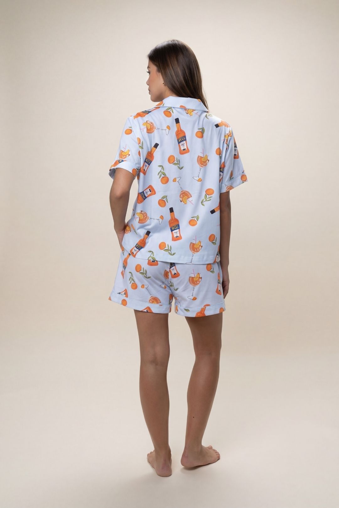Sky Blue The Night Store Sky Blue Spritz Cotton Pyjama Short Set, Image 5 of 8