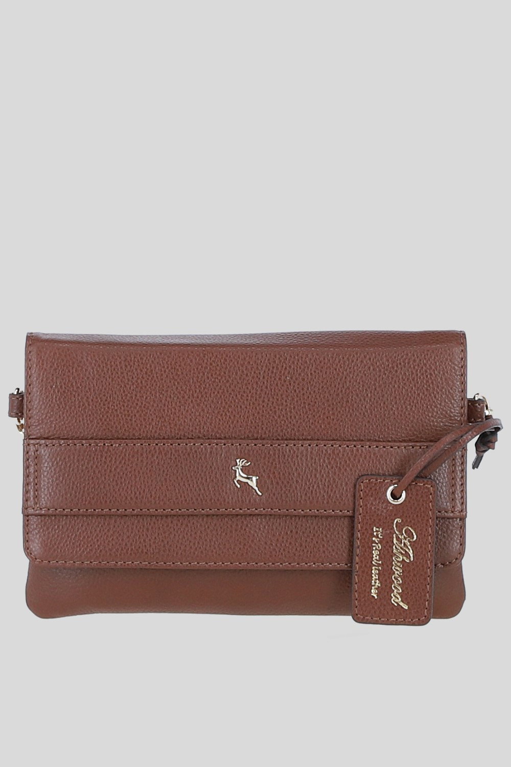 Tan Ashwood Leather Tan 'Brinea' Real Leather Crossbody Bag, Image 1 of 5