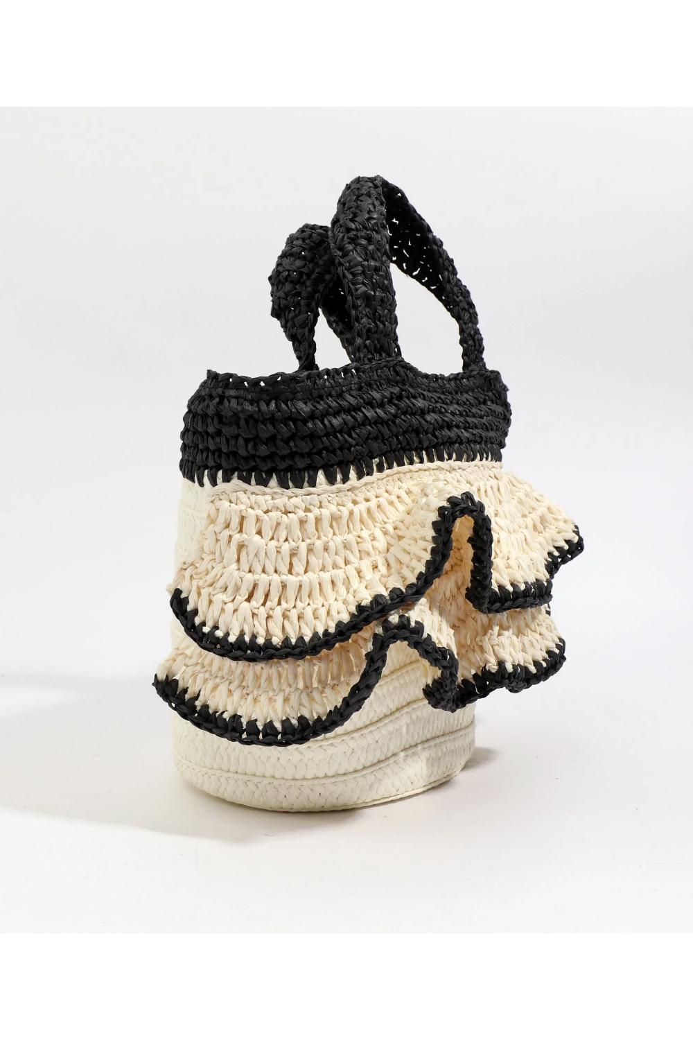 Black Saffira - Straw Crossbody Bag - Black, Image 2 of 3