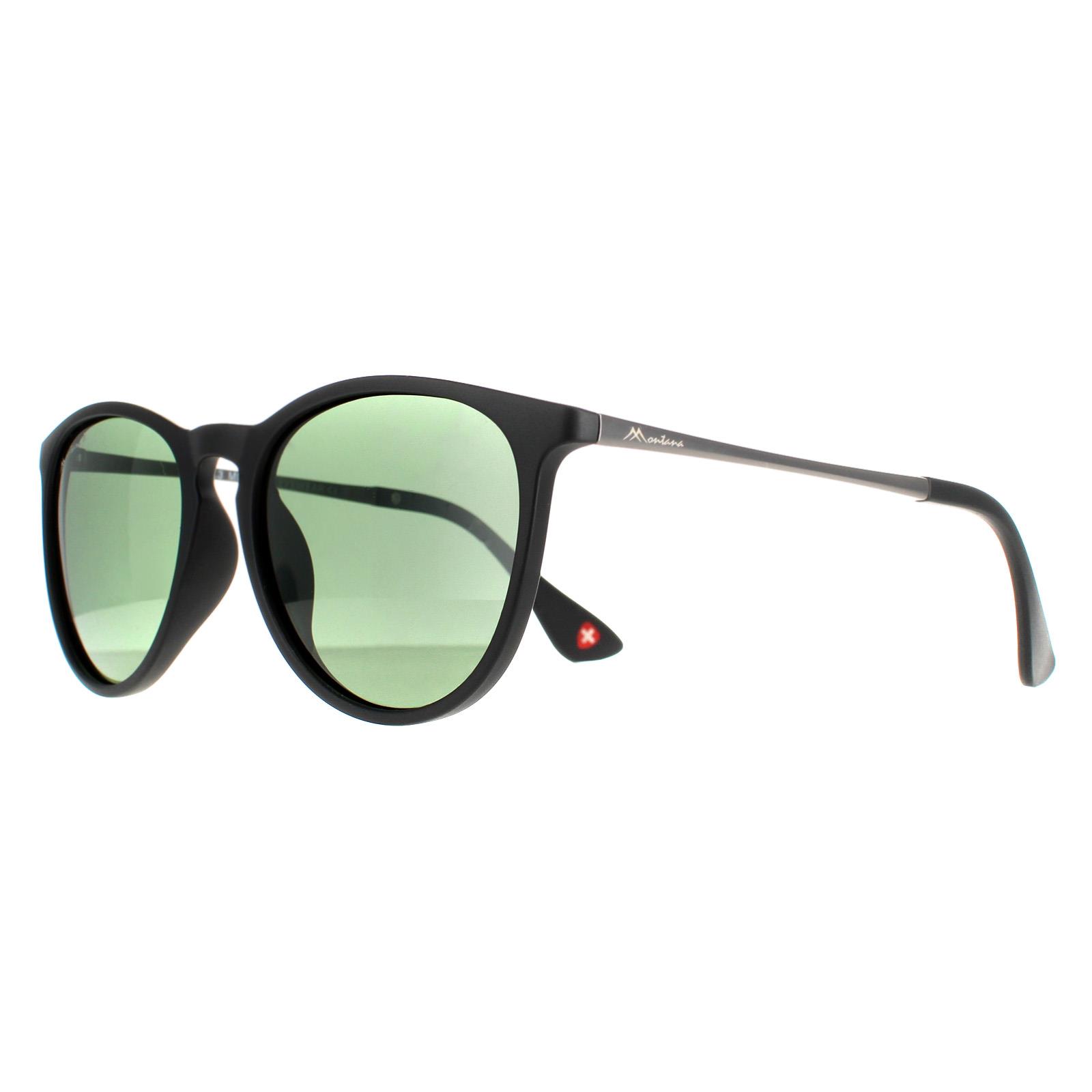 Oval Matte Black Green Polarized MP24 Sunglasses, Image 2 of 4