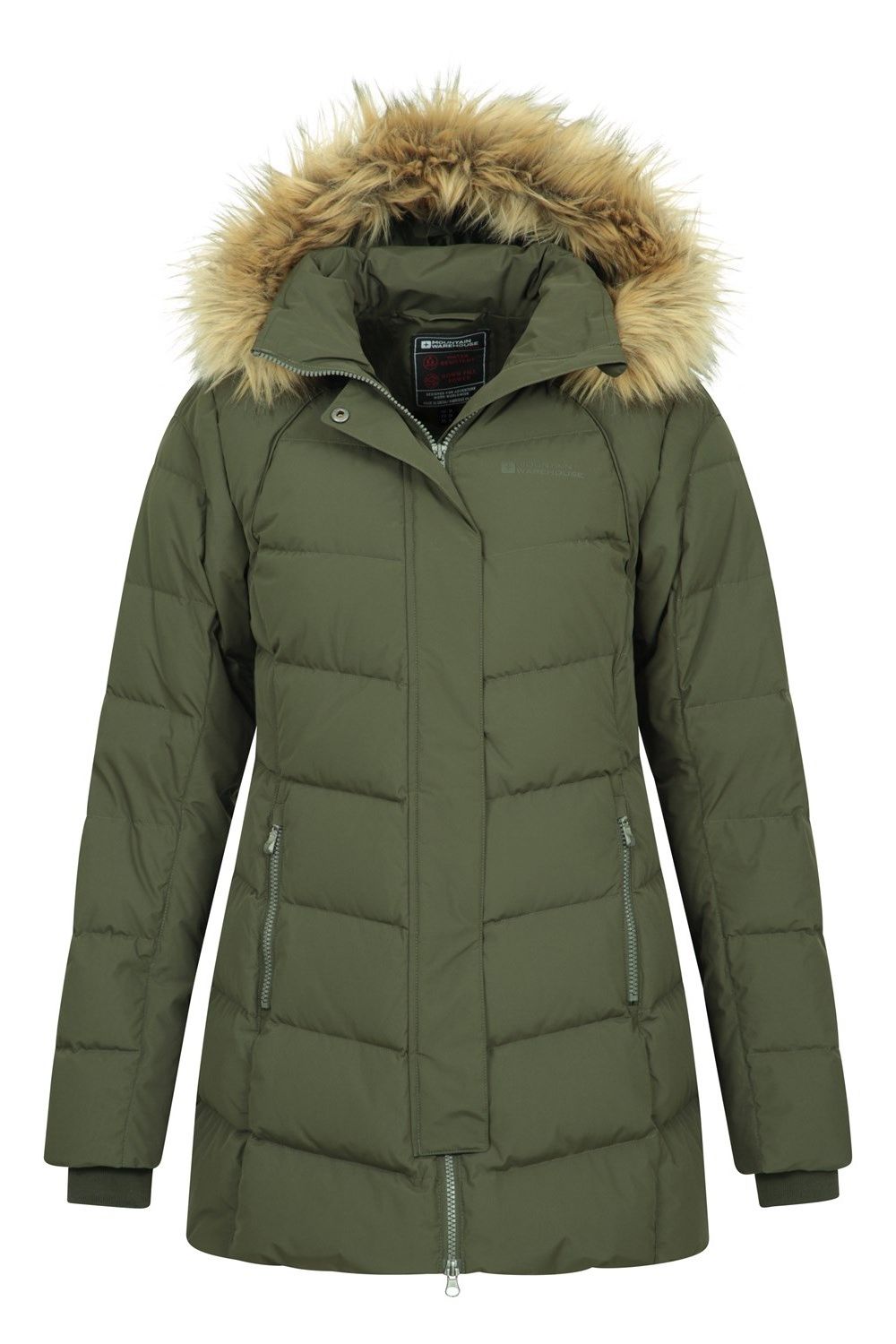 Khaki Isla II Long Down Jacket, Image 5 of 5