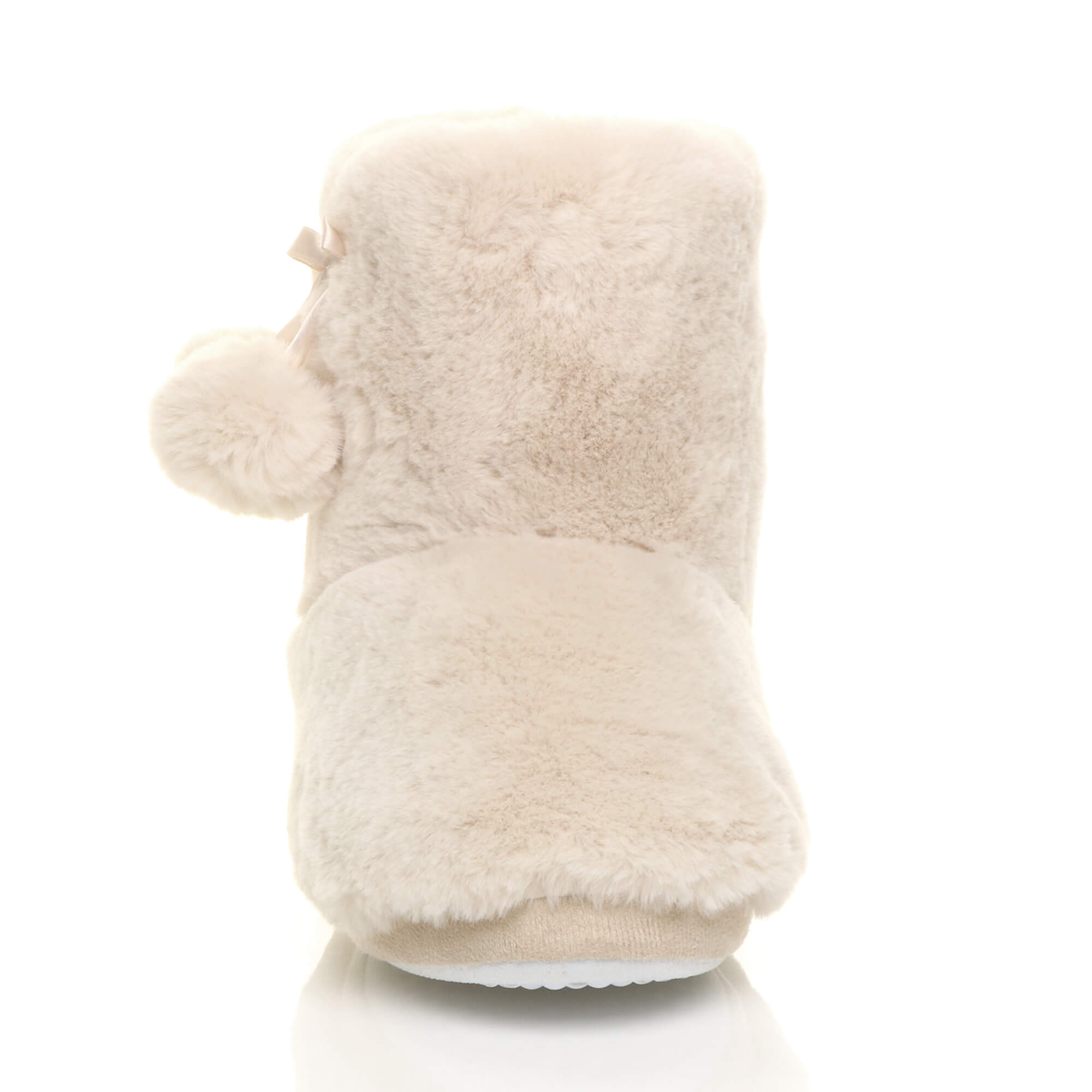 Beige Faux Fur Lined Slip On Memory Foam Mules Slippers, Image 6 of 6