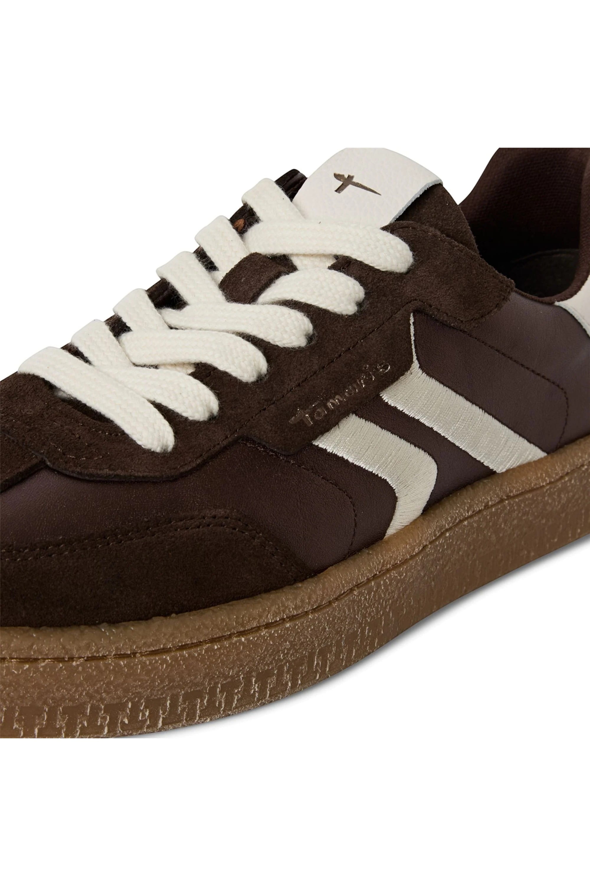 Brown Tamaris Womens Brown White Suede Sneaker, Image 6 of 7