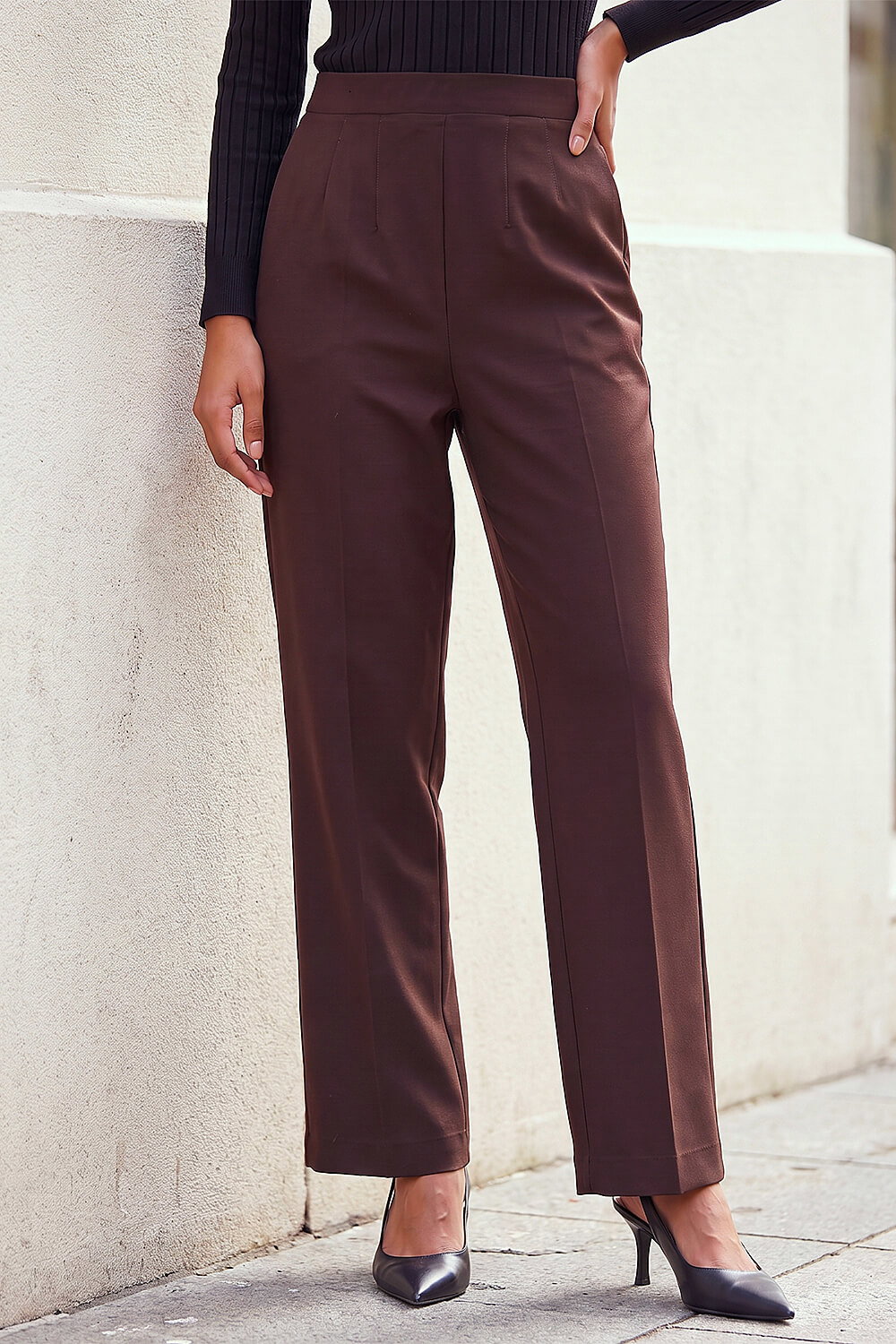 Roman Women's Chocolate Straight Leg Ponte Trouser Size 20