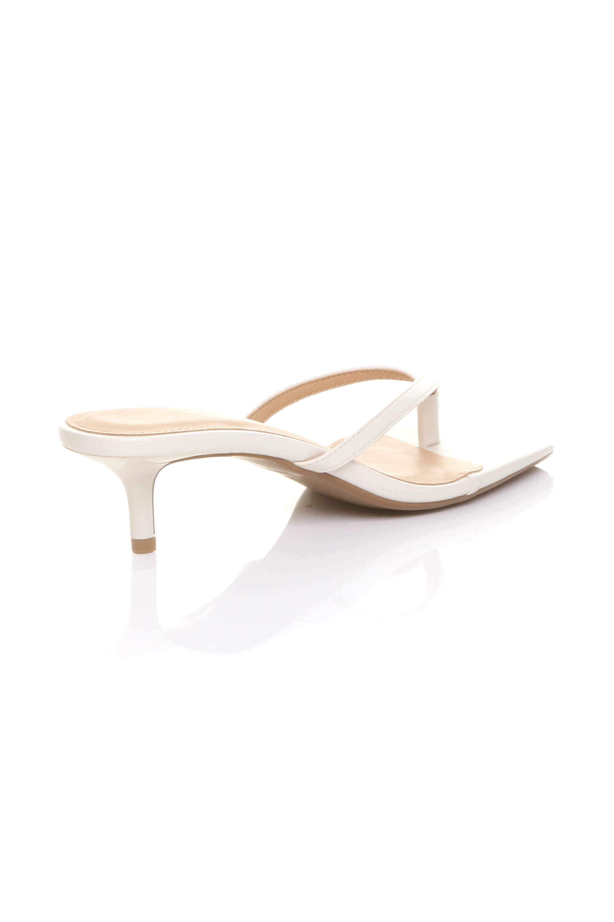 Neutral AJVANI Neutral Low Kitten Heel Toe Post Slip On Square Toe Sandals, Image 4 of 5