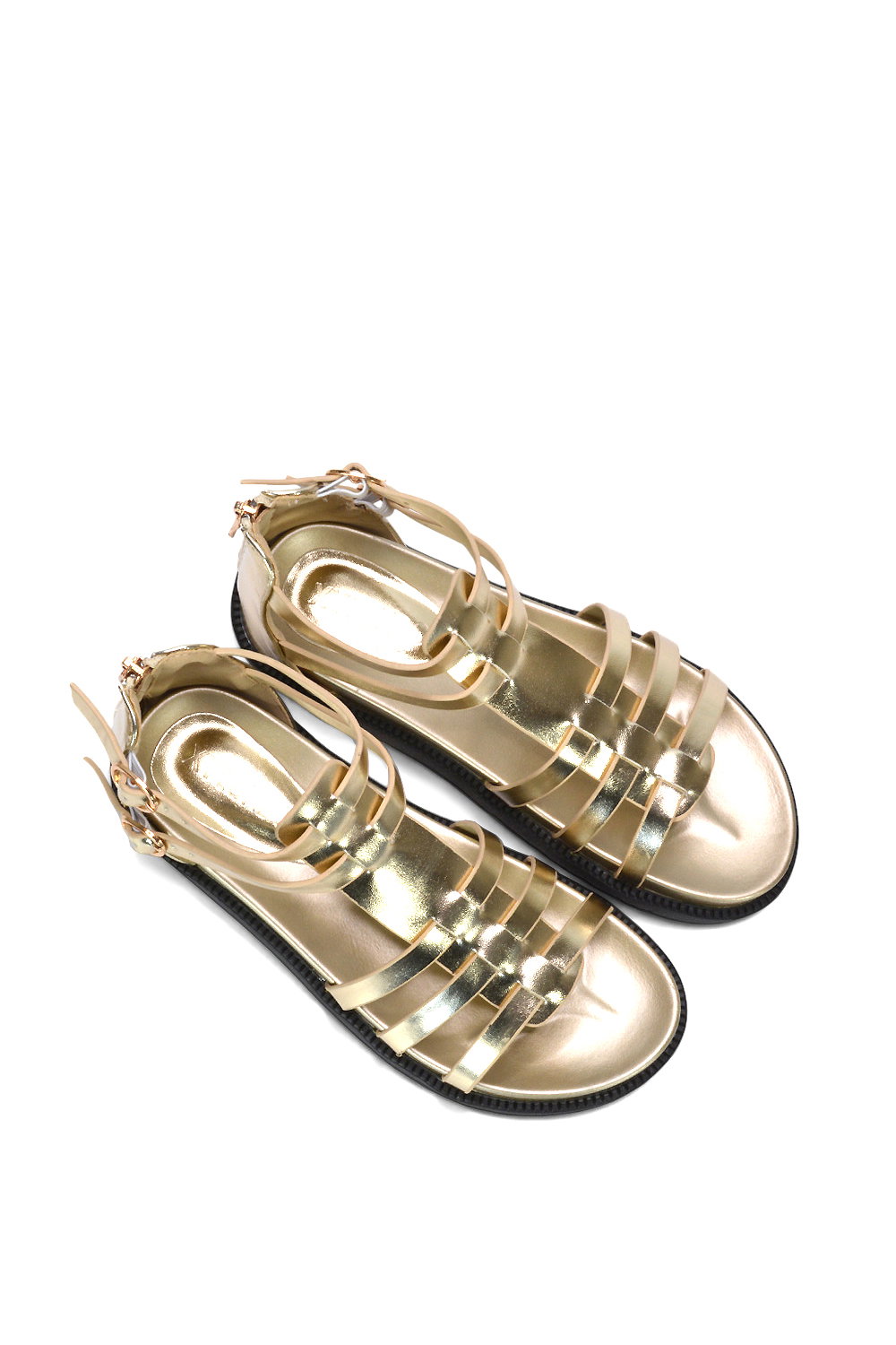 Gold XY LONDON Gold 'Haden' Flatform Gladiator Sandals With Chunky Sole, Image 6 of 6