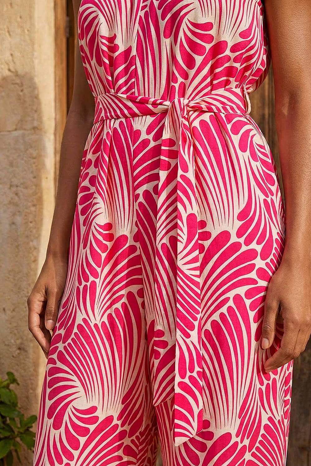 Pink Abstract Strappy Jumpsuit, Image 5 of 4