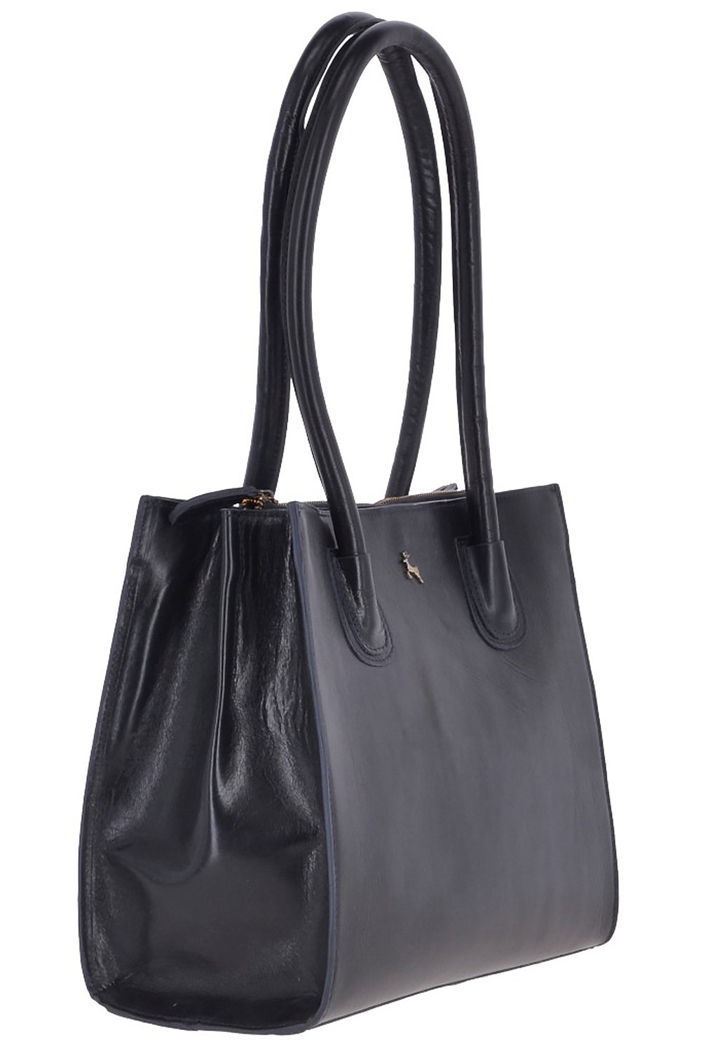 Navy Vegetable Tanned Real Leather Two Section With Mid Purse Bag, Image 2 of 3