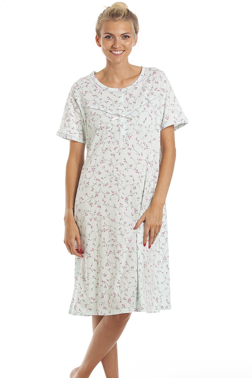 Aqua Camille Lingerie Aqua Floral Print Nightdress, Image 1 of 5