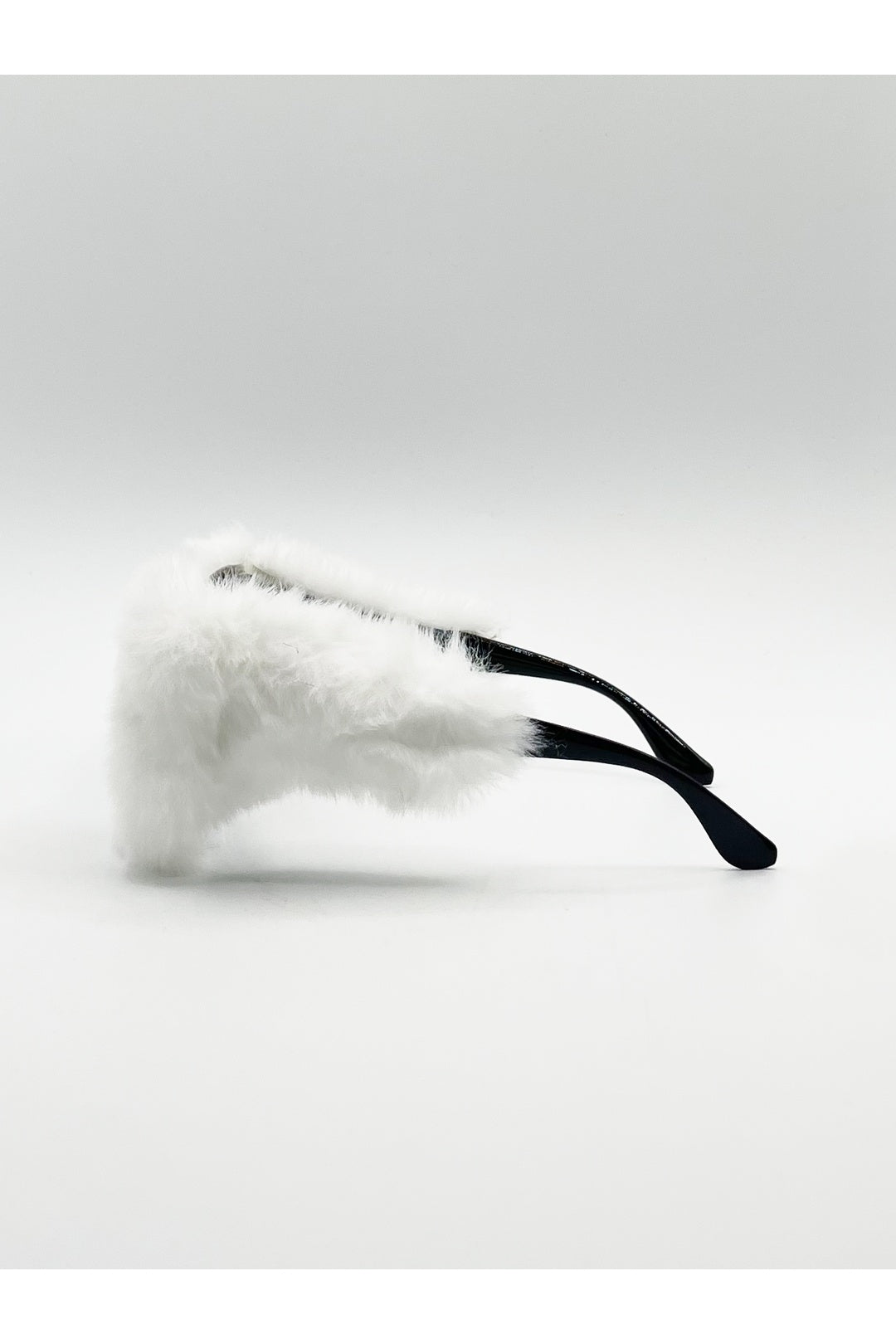 White Faux Fur Cateye Sunglasses with Multicoloured Gems, Image 4 of 6