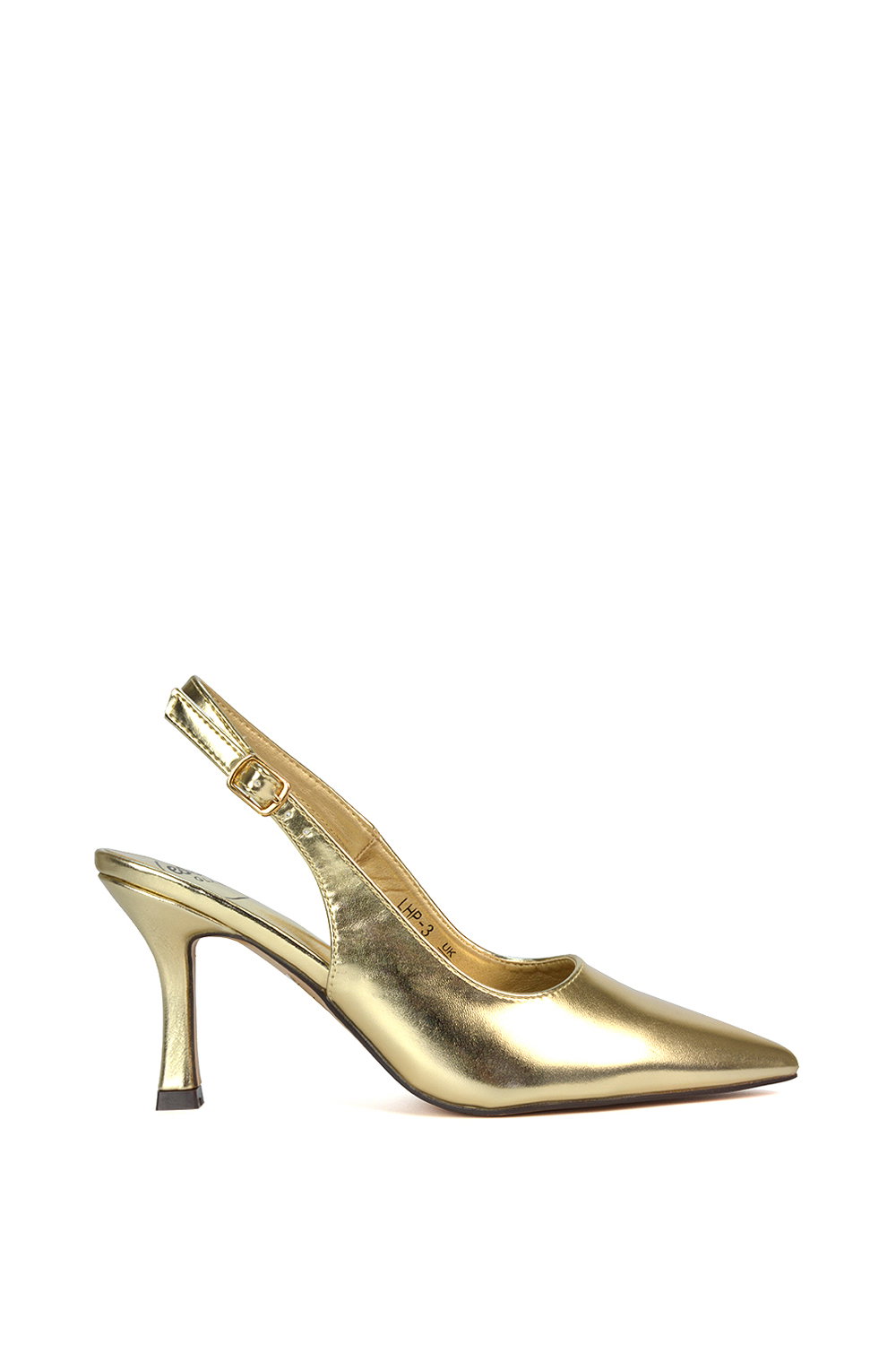 Metallic 'Valerie' Stiletto High Heel Closed Toe Slingback Court Shoes
