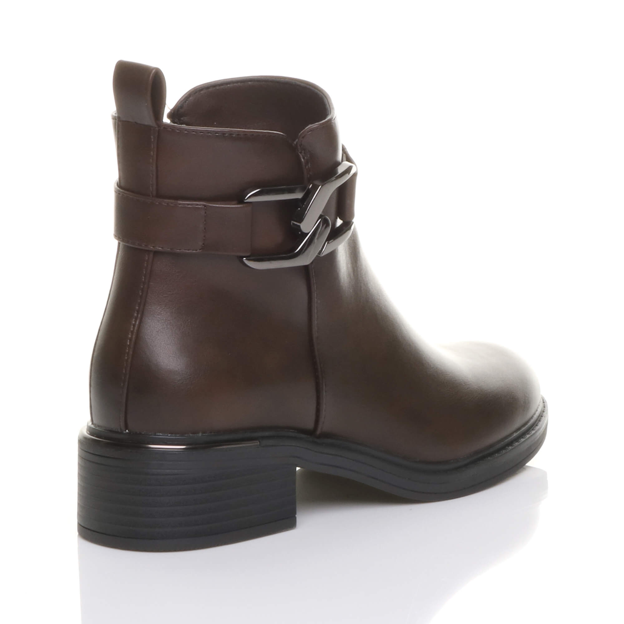 Brown AJVANI Brown Flat Low Heel Ankle Boots, Image 4 of 6