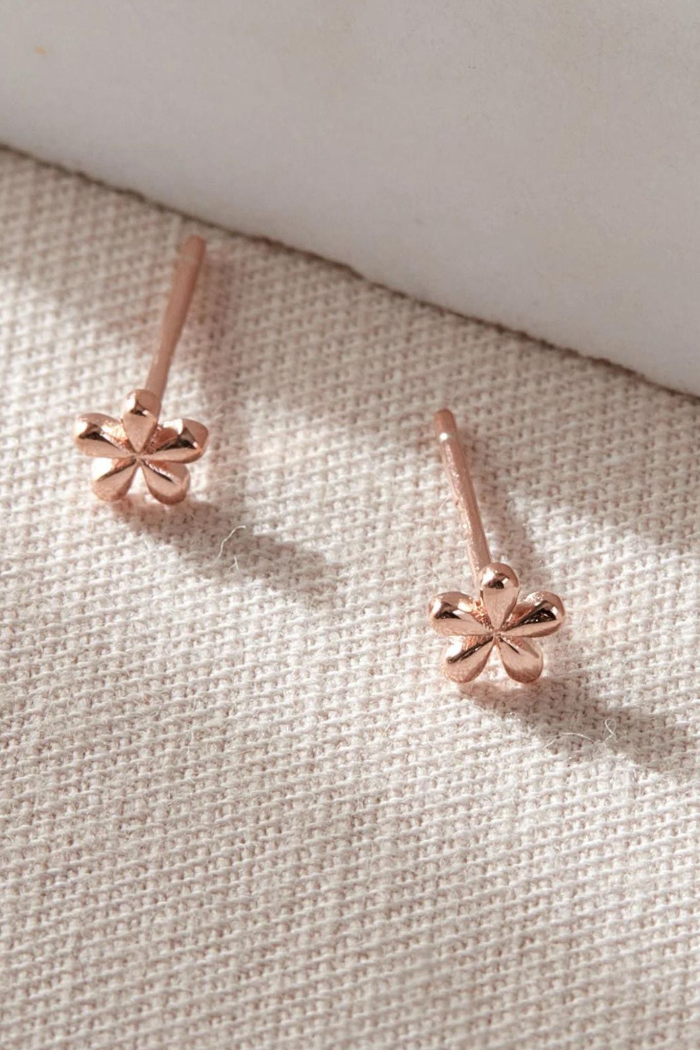 Rose Gold Mia Gioielli Rose Gold Sterling Silver Dainty Flower Studs, Image 3 of 3