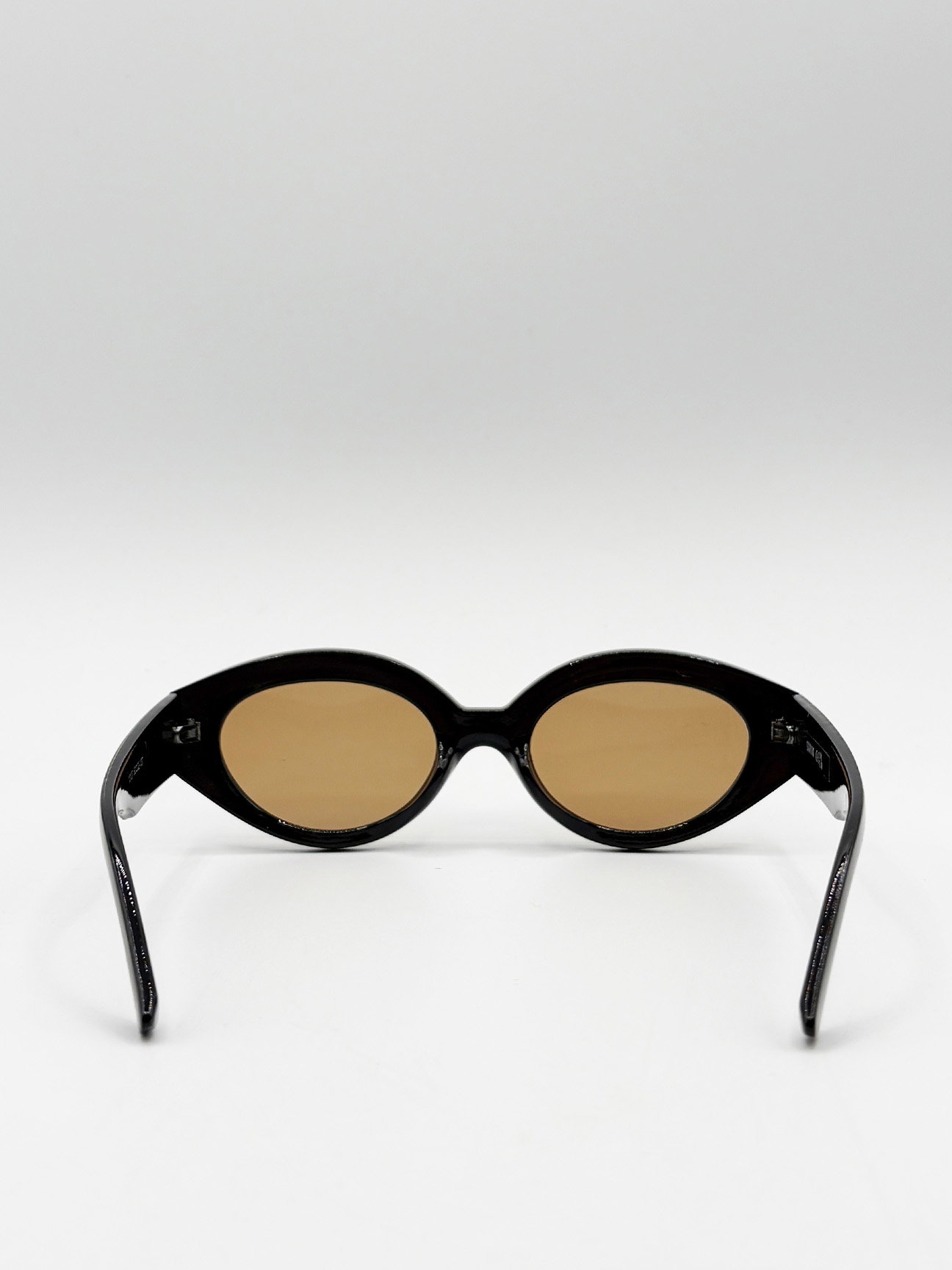 Black Retro Small Oval Sunglasses Black Brown, Image 7 of 7