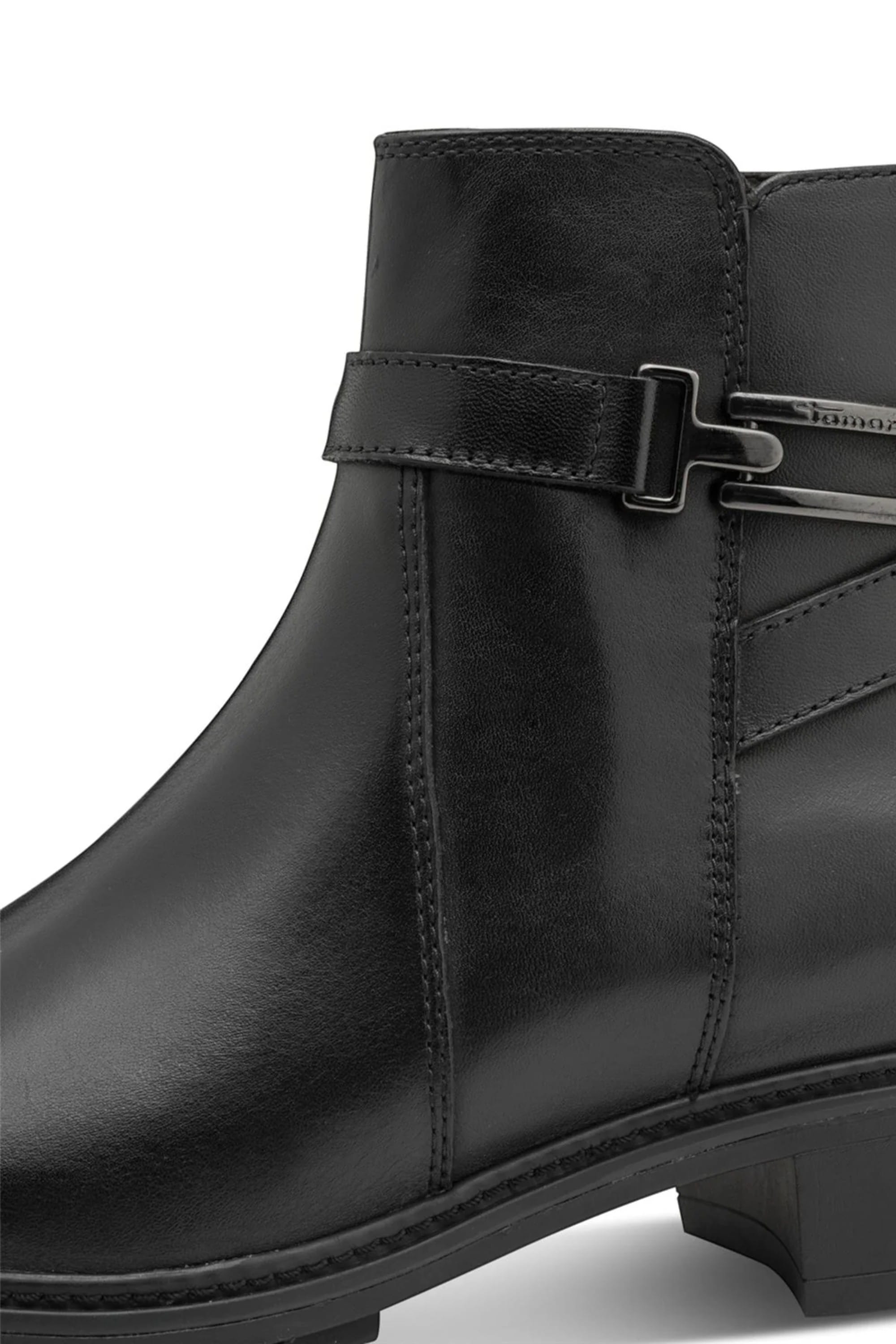 Black Tamaris Black Tamaris Womens Black Buckle Biker Boots, Image 7 of 7