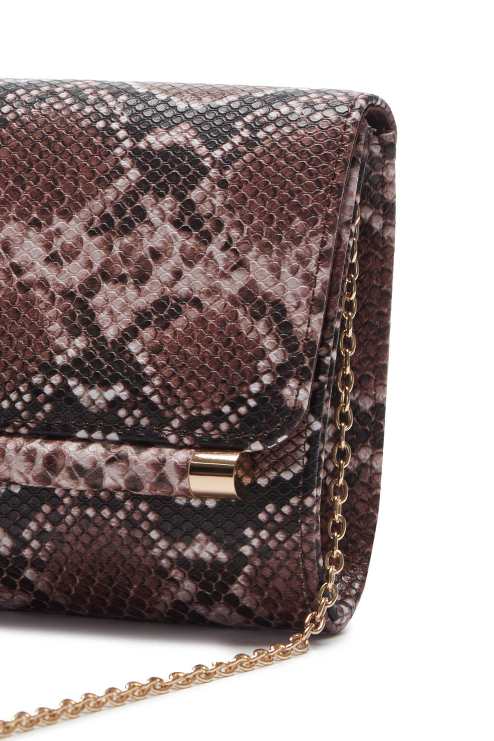 Pink Snakeskin Print Foldover Clutch Bag, Image 5 of 5