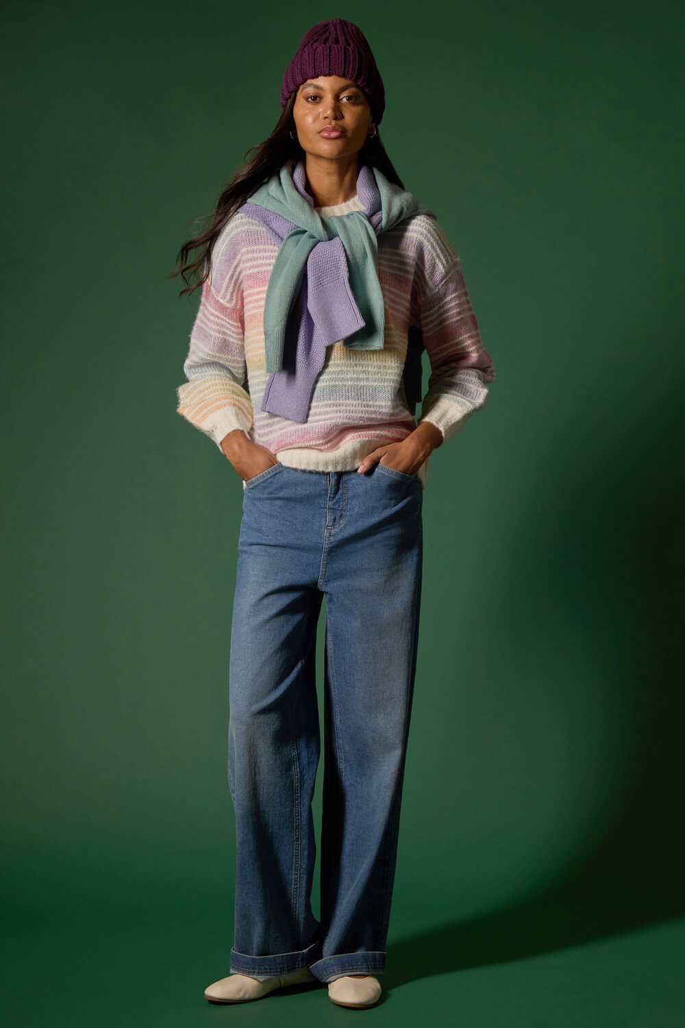 Multi Rainbow Stripe Knit Jumper, Image 8 of 8
