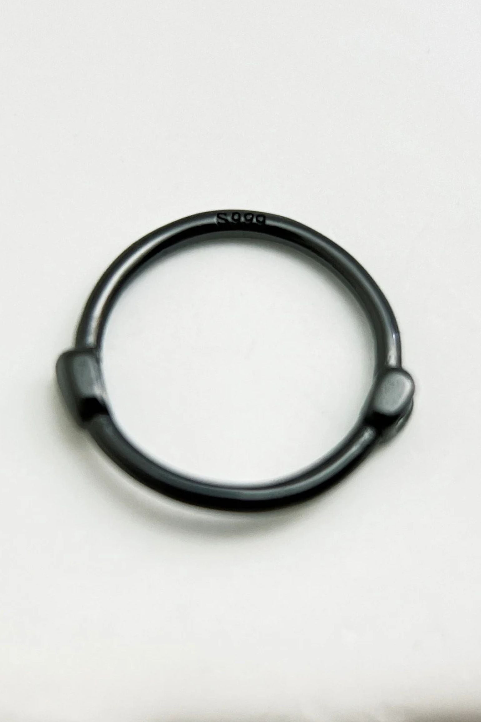 Black Black S999 Silver Huggie Hoops, Image 4 of 4