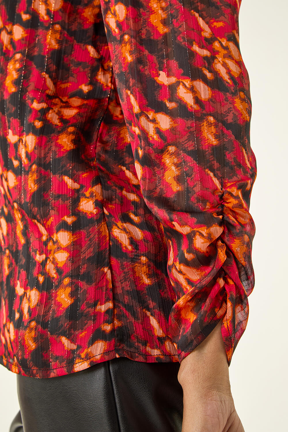 Red Blurred Satin Stripe Top, Image 6 of 5