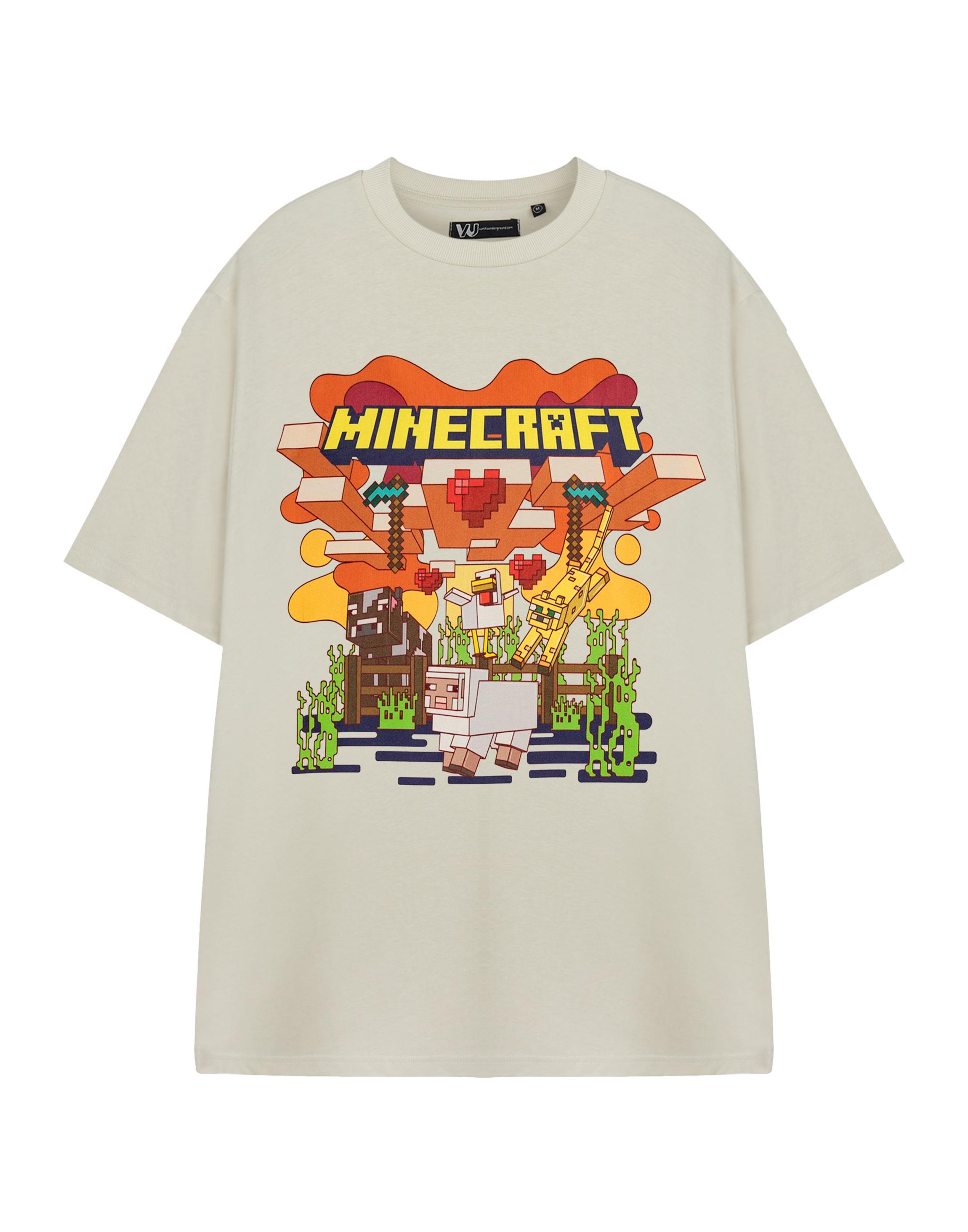 Beige Minecraft Heart Animals T-Shirt, Image 1 of 6