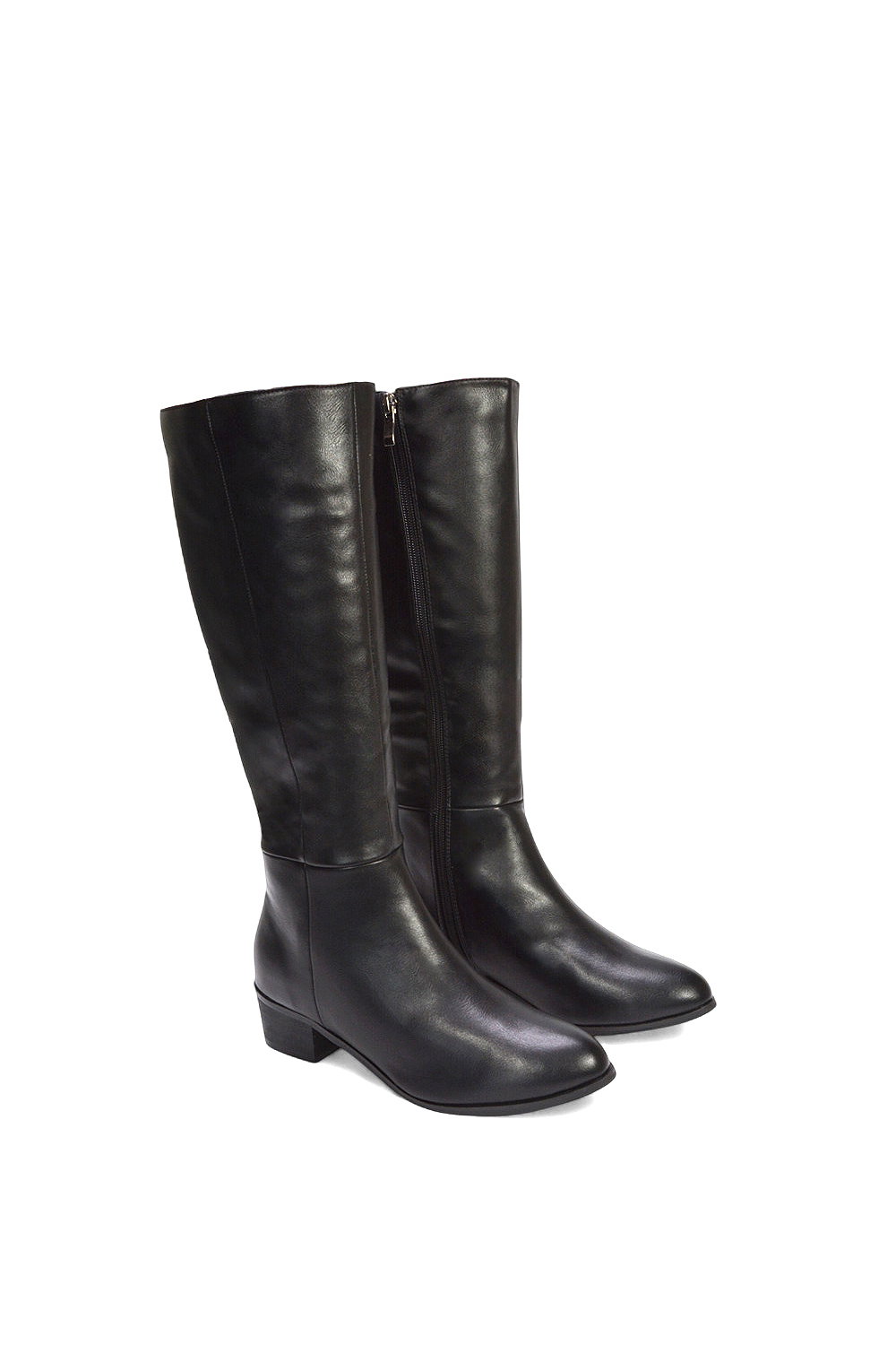 Black ‘Anne’ Knee High Boots with Low Block Heel, Image 6 of 6