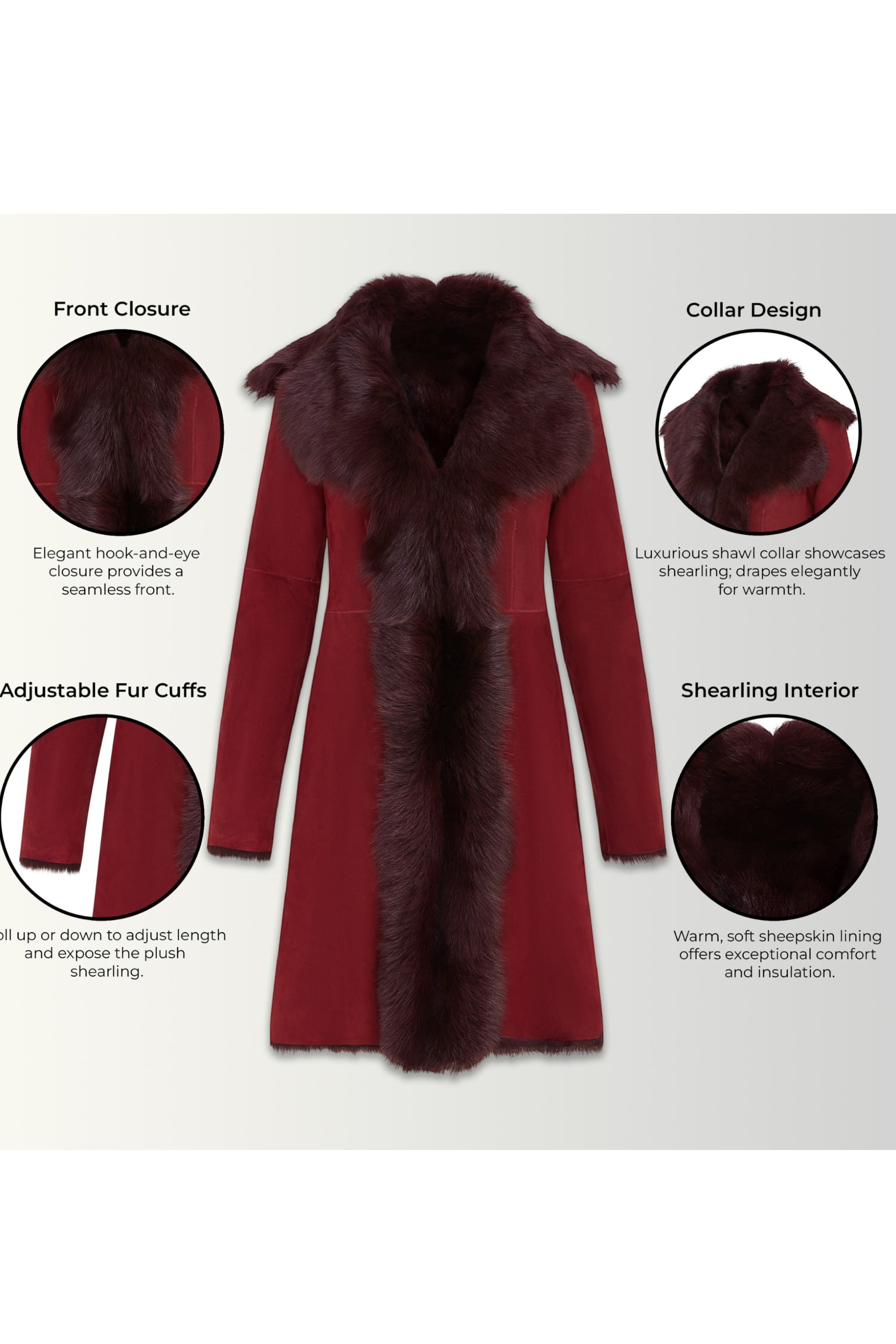 Burgundy Toscana Sheep Suede Leather Trench Coat, Image 3 of 7